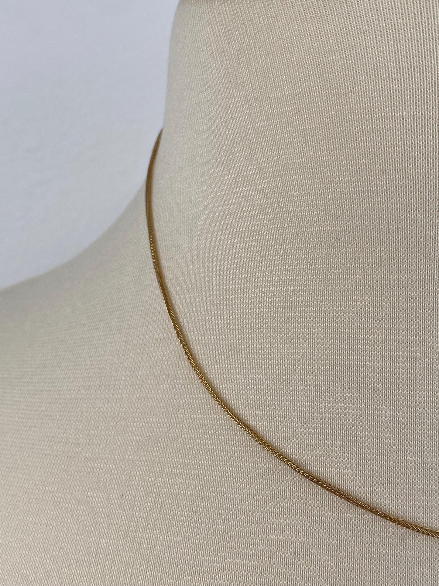 Vintage Solid 14k Yellow Gold Wheat Chain Necklace - 16.5 inches
