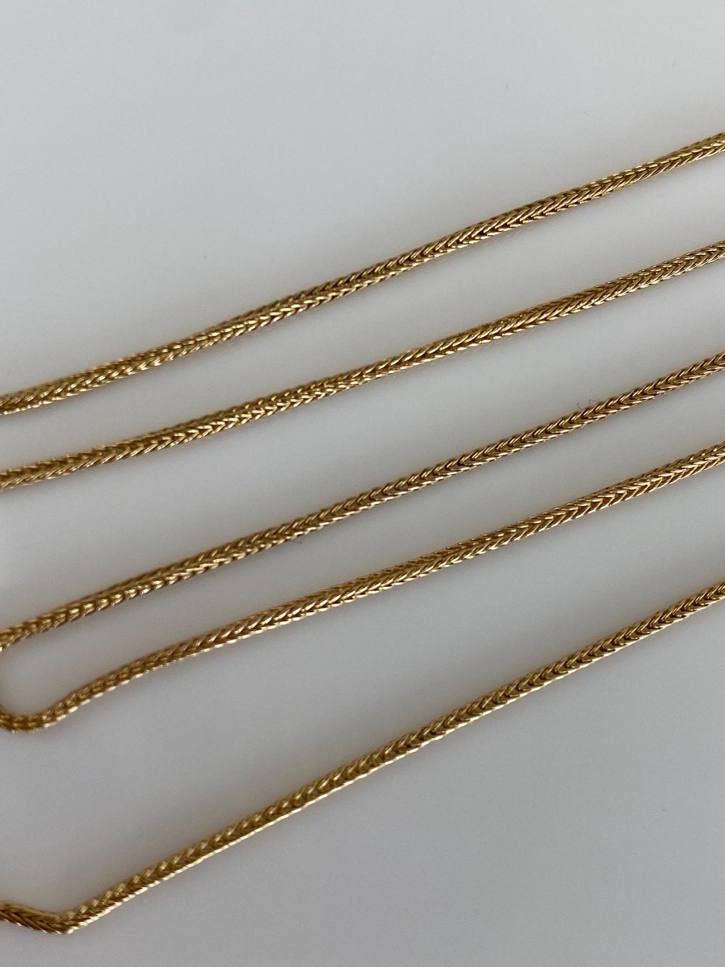 Vintage Solid 14k Yellow Gold Wheat Chain Necklace - 16.5 inches