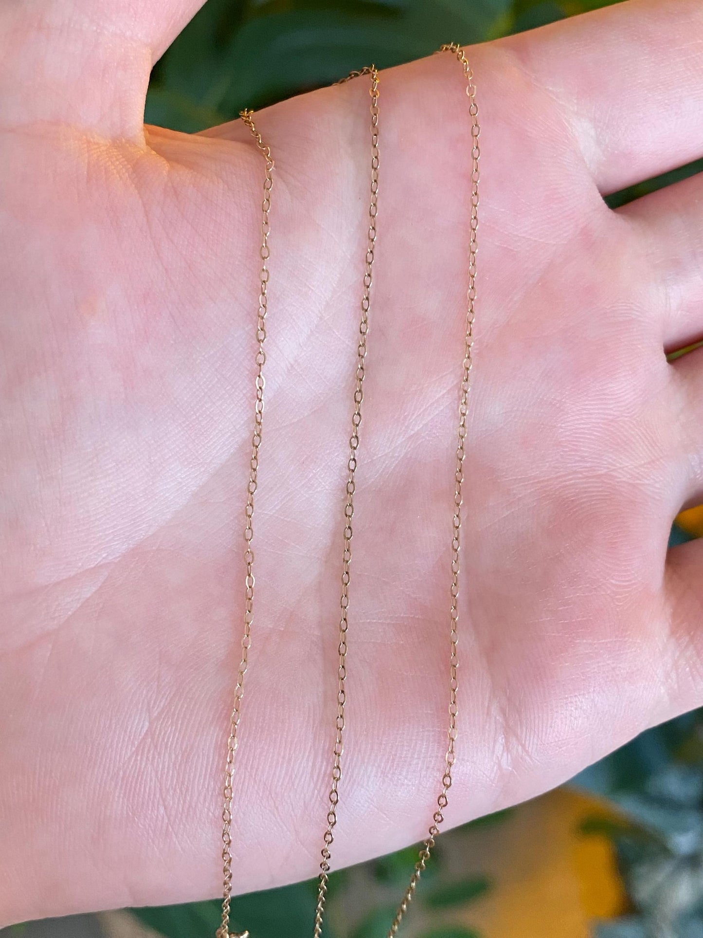 Vintage Solid 9k Yellow Gold Dainty Cable Chain Necklace - 16.5 inches