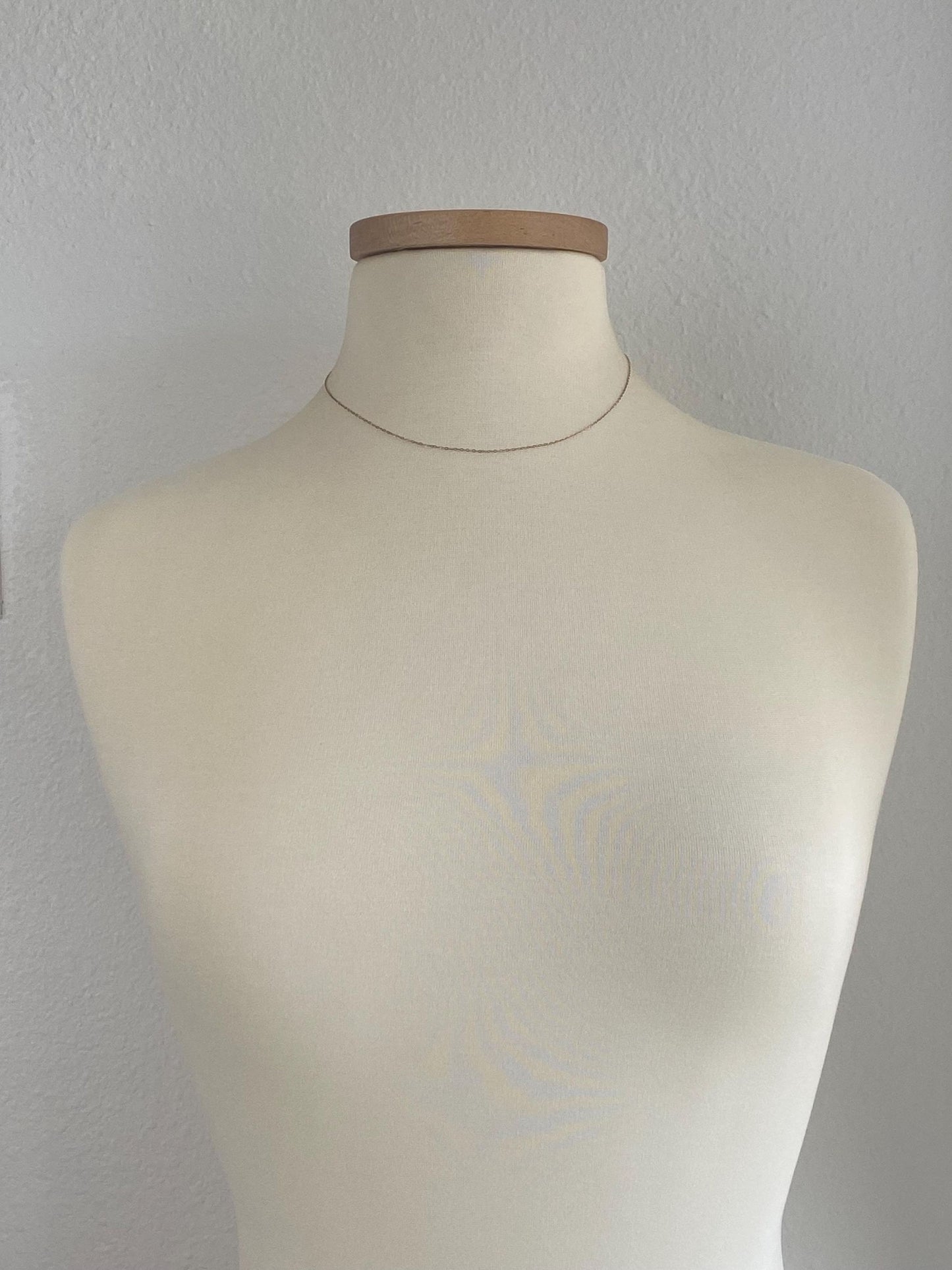 Vintage Solid 9k Yellow Gold Dainty Cable Chain Necklace - 16.5 inches