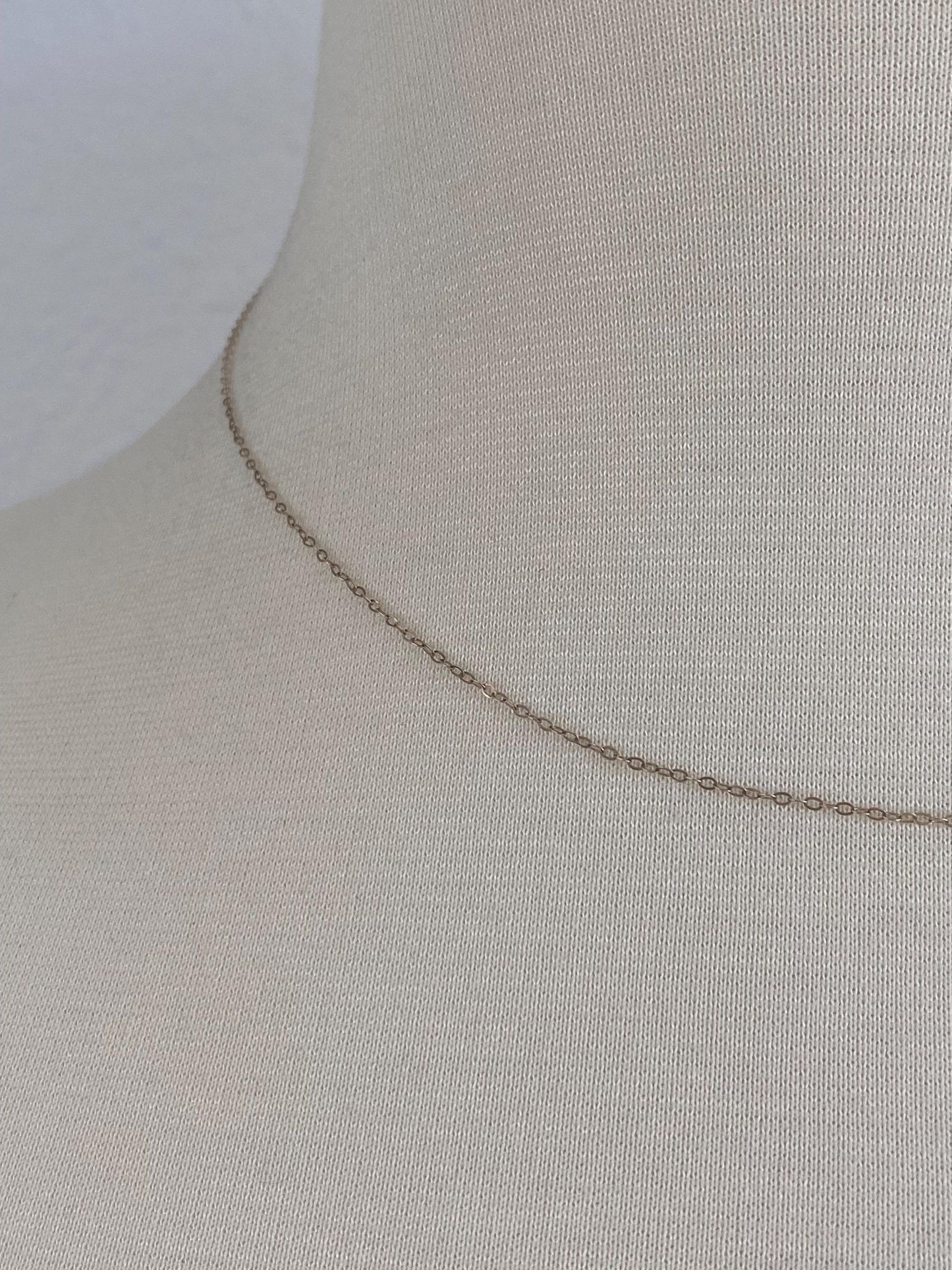 Vintage Solid 9k Yellow Gold Dainty Cable Chain Necklace - 16.5 inches