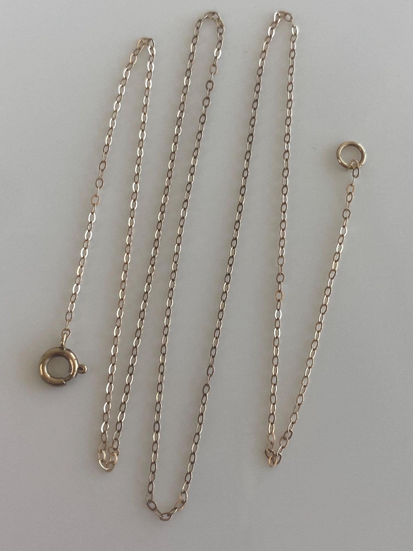 Vintage Solid 9k Yellow Gold Dainty Cable Chain Necklace - 16.5 inches