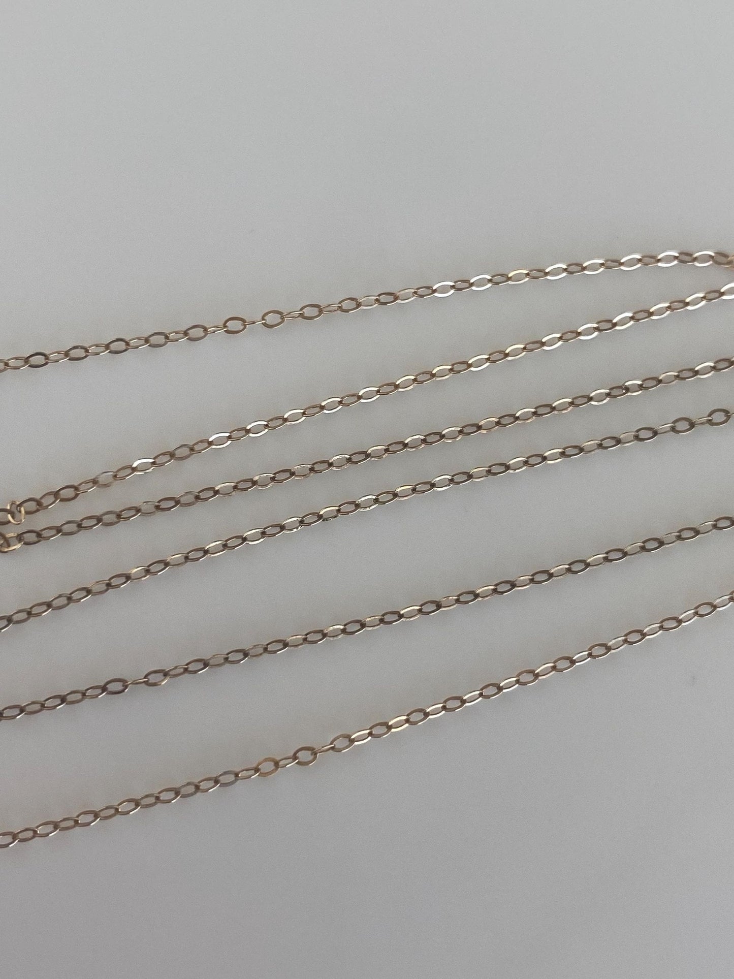 Vintage Solid 9k Yellow Gold Dainty Cable Chain Necklace - 16.5 inches