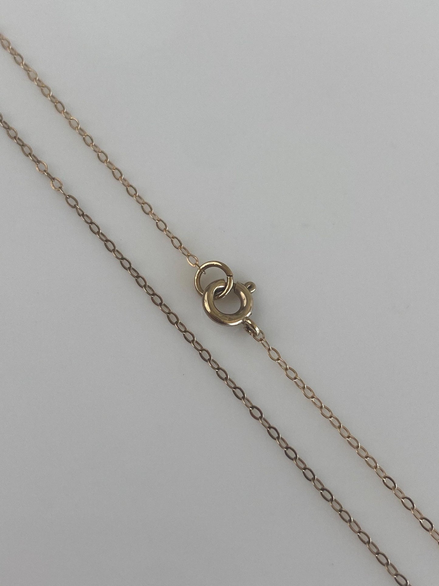 Vintage Solid 9k Yellow Gold Dainty Cable Chain Necklace - 16.5 inches