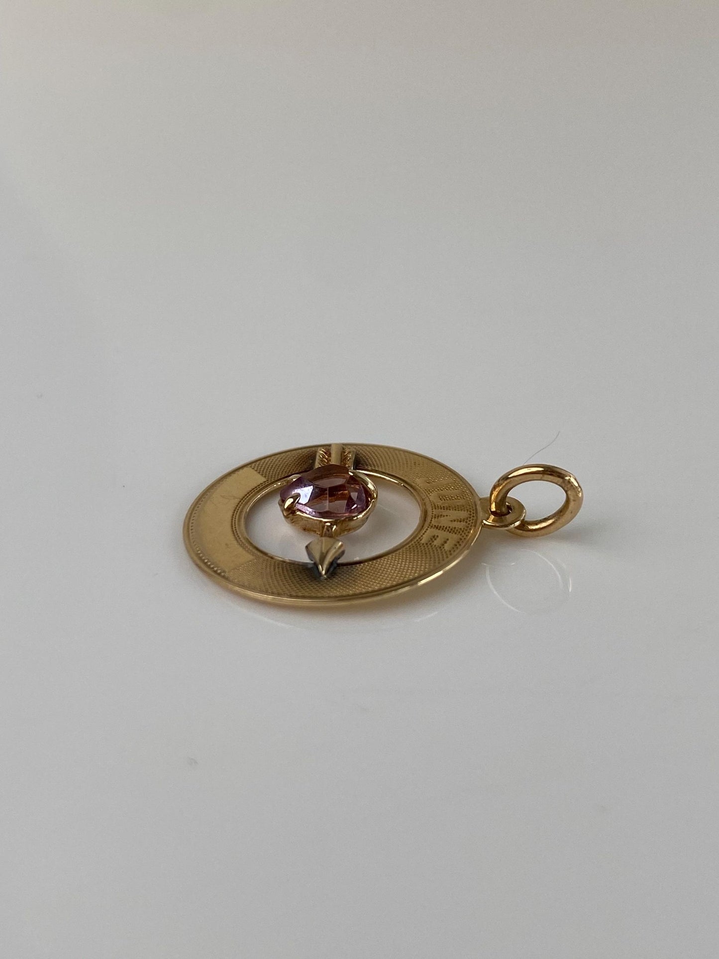 Vintage Solid 10k Yellow Gold Light Pink Cubic Zirconia June Charm