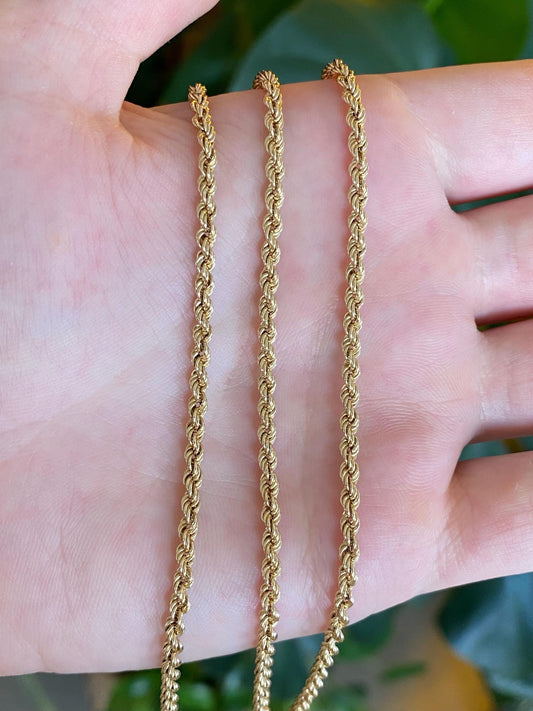 Vintage 10k Yellow Gold Rope Chain Necklace - 18.75 inches