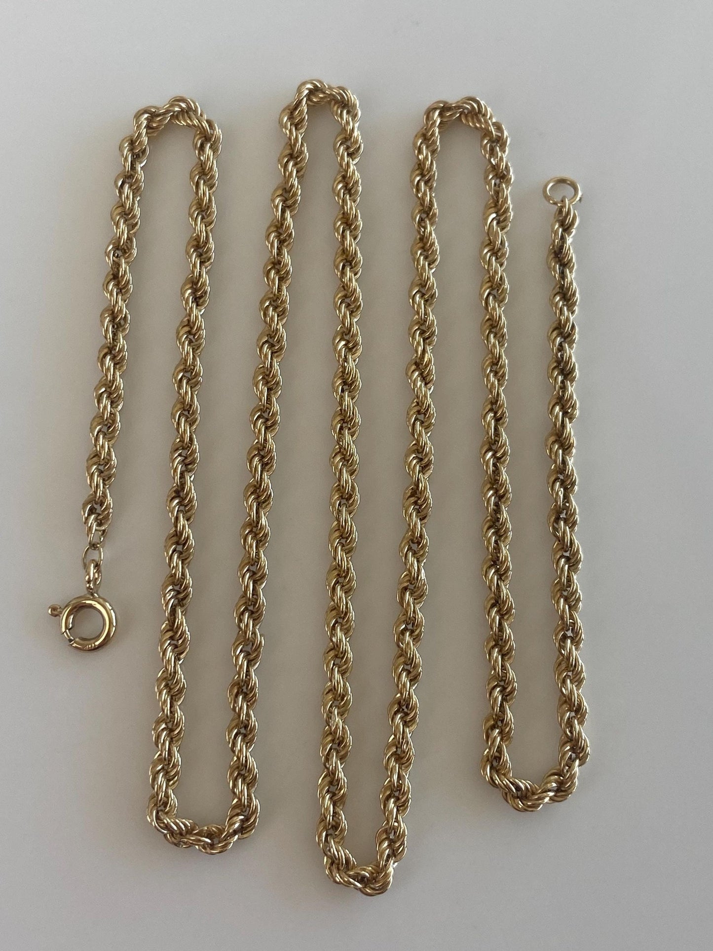 Vintage 10k Yellow Gold Rope Chain Necklace - 18.75 inches