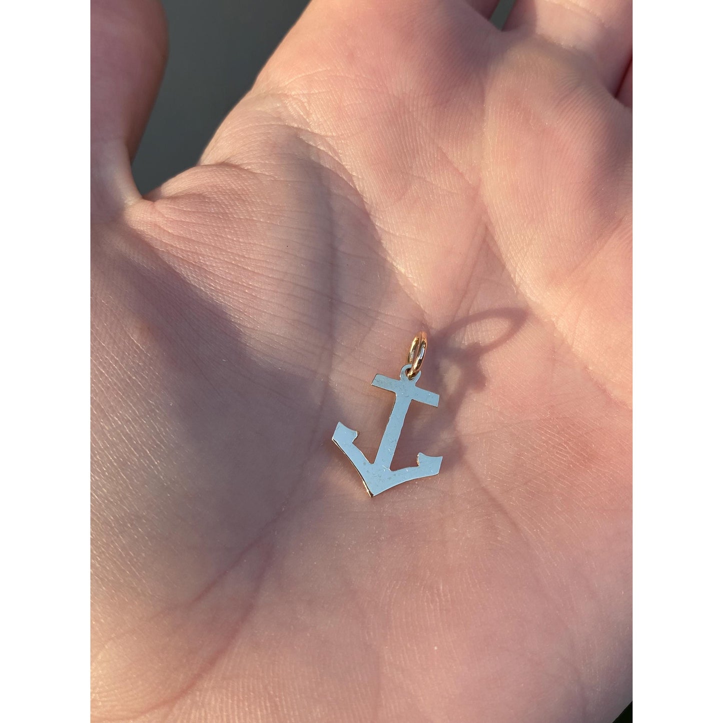 Vintage Solid 14k Yellow Gold Cross Anchor Charm