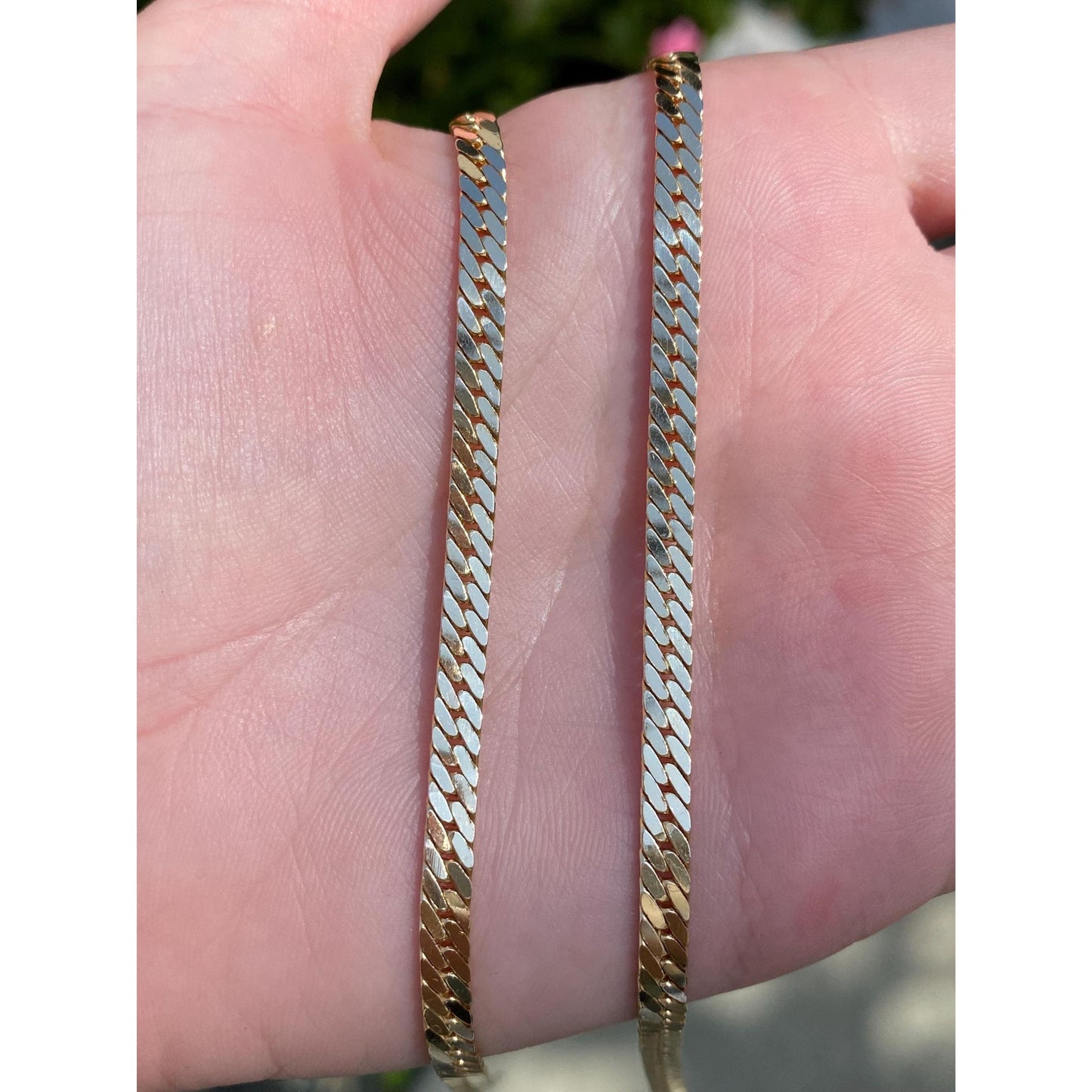 Vintage Solid 14k Yellow Gold Chunky Herringbone Chain Necklace - 18.5 inches