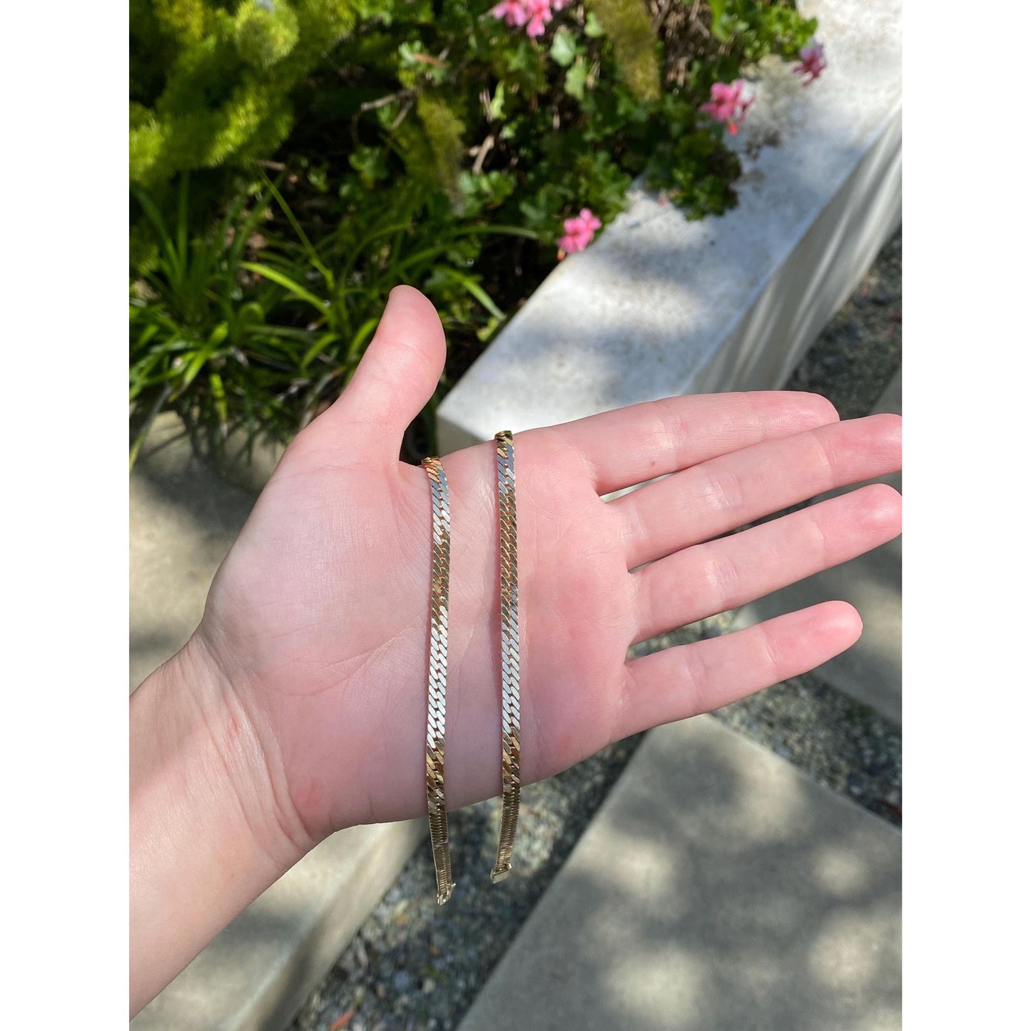 Vintage Solid 14k Yellow Gold Chunky Herringbone Chain Necklace - 18.5 inches