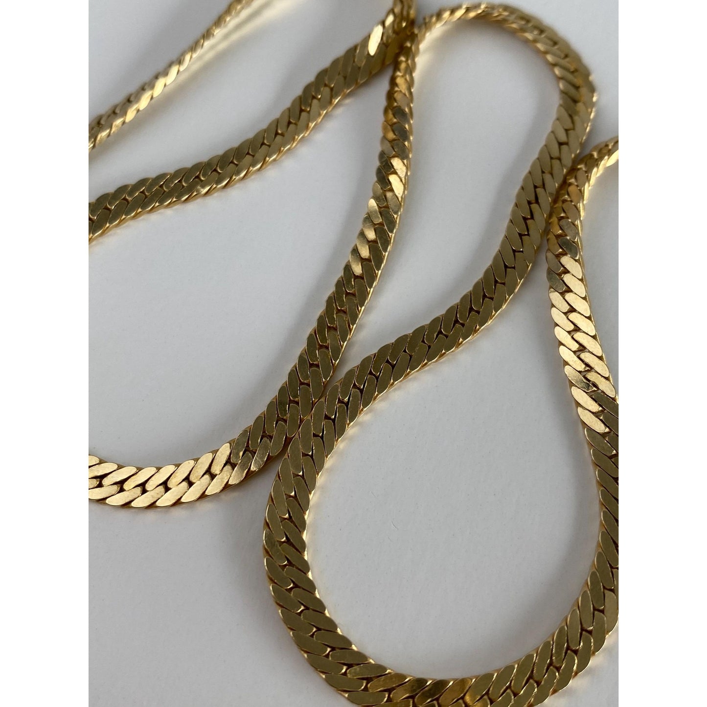 Vintage Solid 14k Yellow Gold Chunky Herringbone Chain Necklace - 18.5 inches