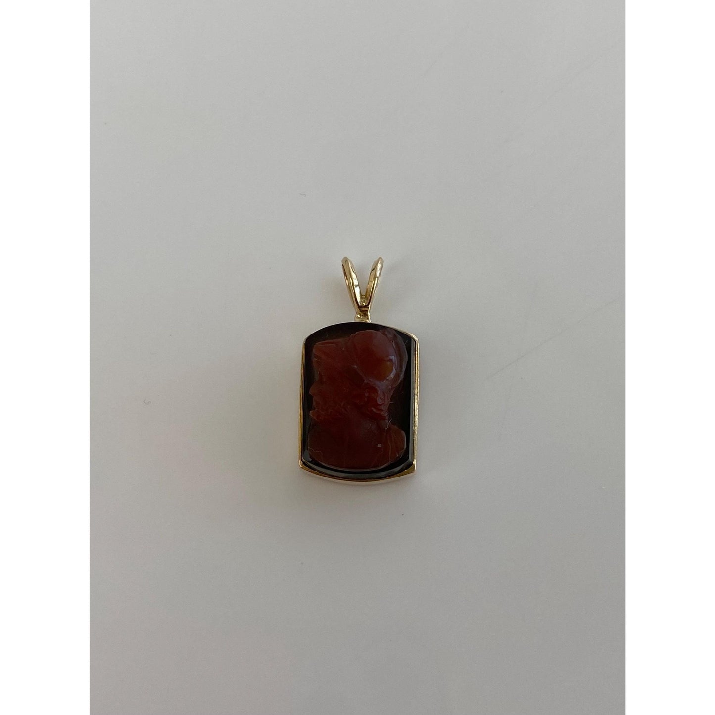 Vintage Solid 14k Yellow Gold Carnelian Cameo Charm
