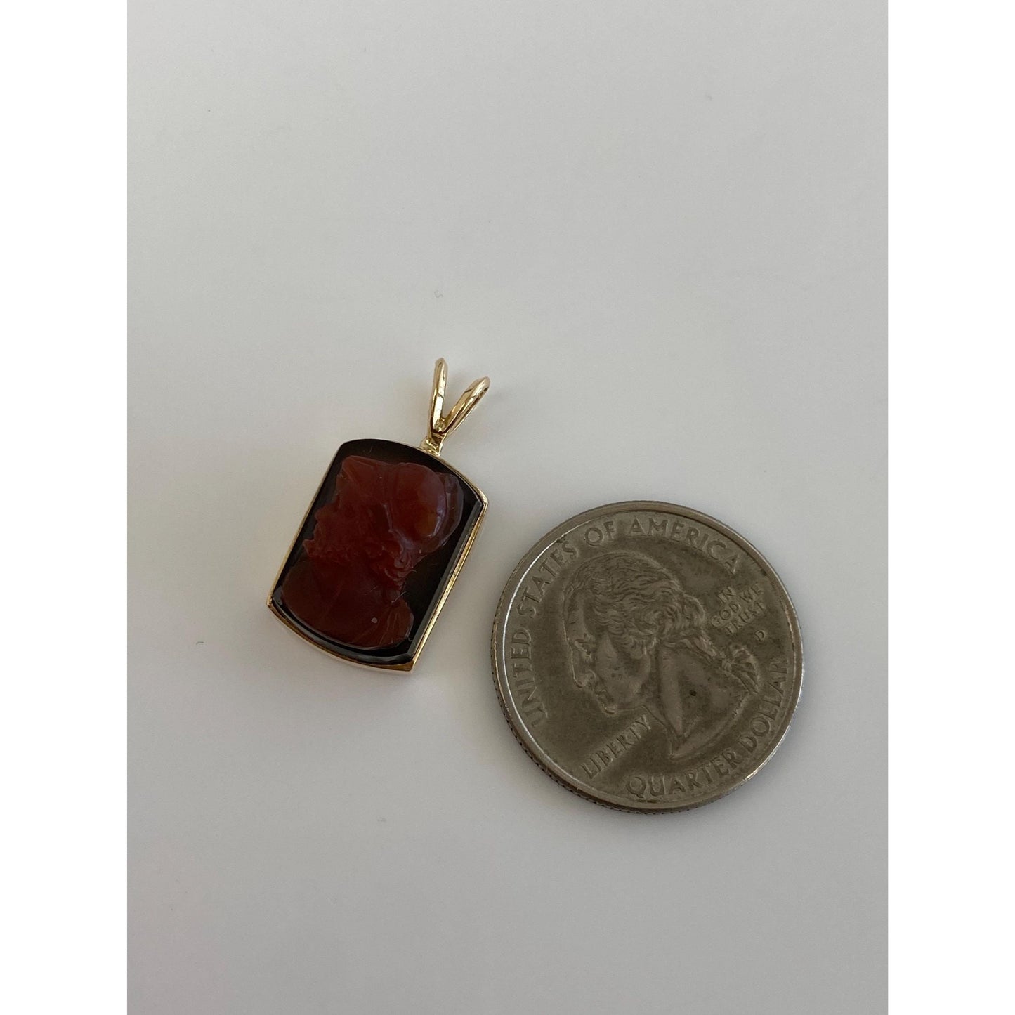Vintage Solid 14k Yellow Gold Carnelian Cameo Charm