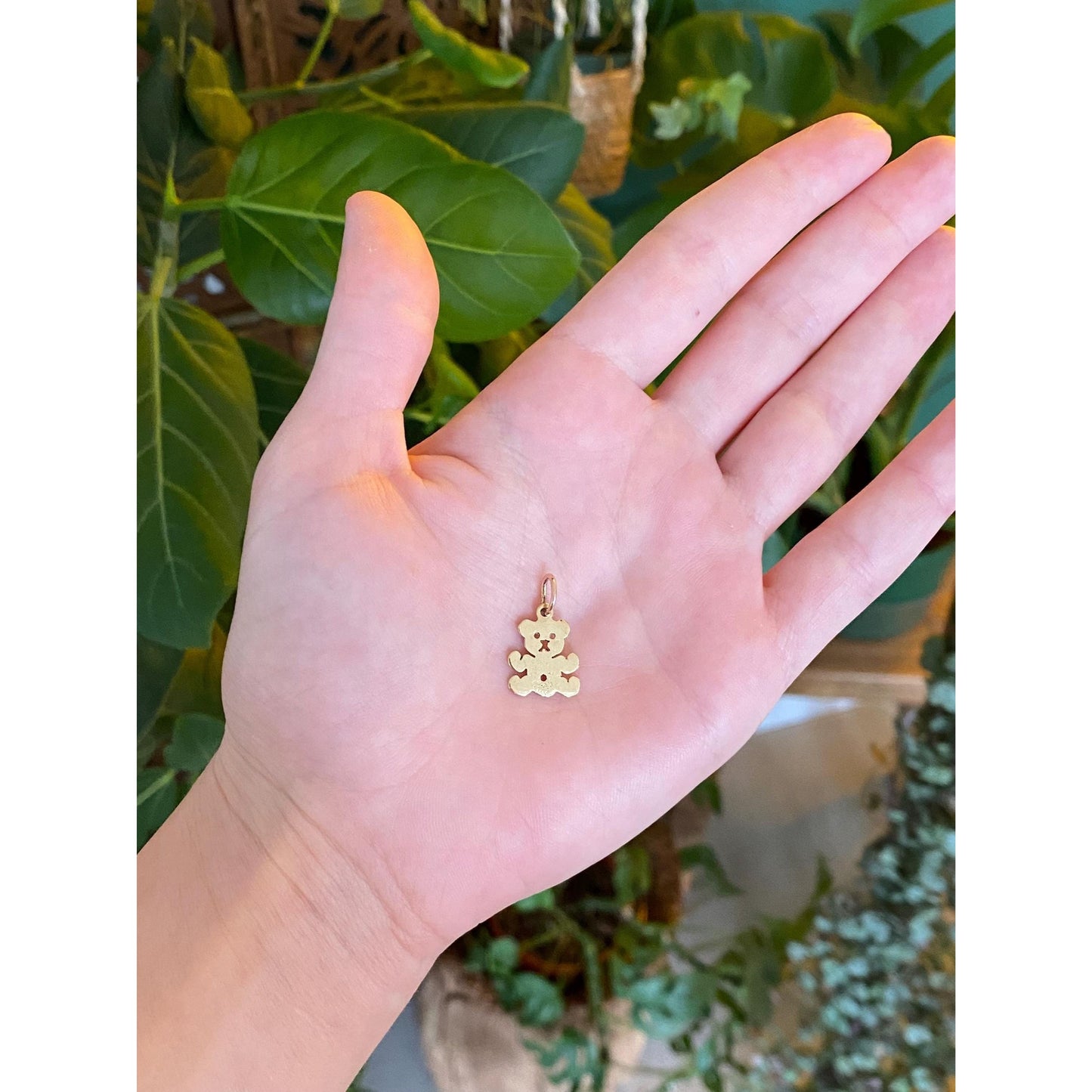 Solid 14k Yellow Gold Teddy Bear Charm