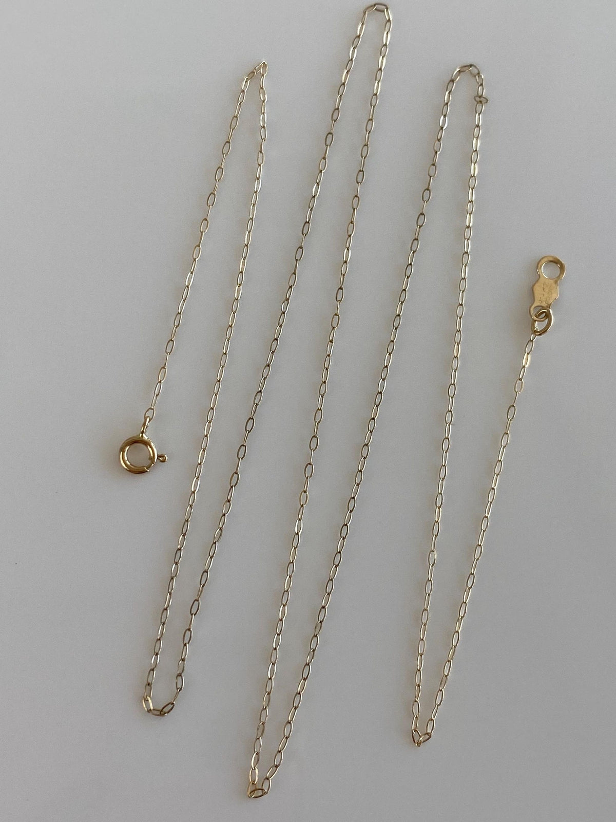 Vintage Solid 14k Yellow Gold Dainty Elongated Cable Chain Necklace - 19 inches