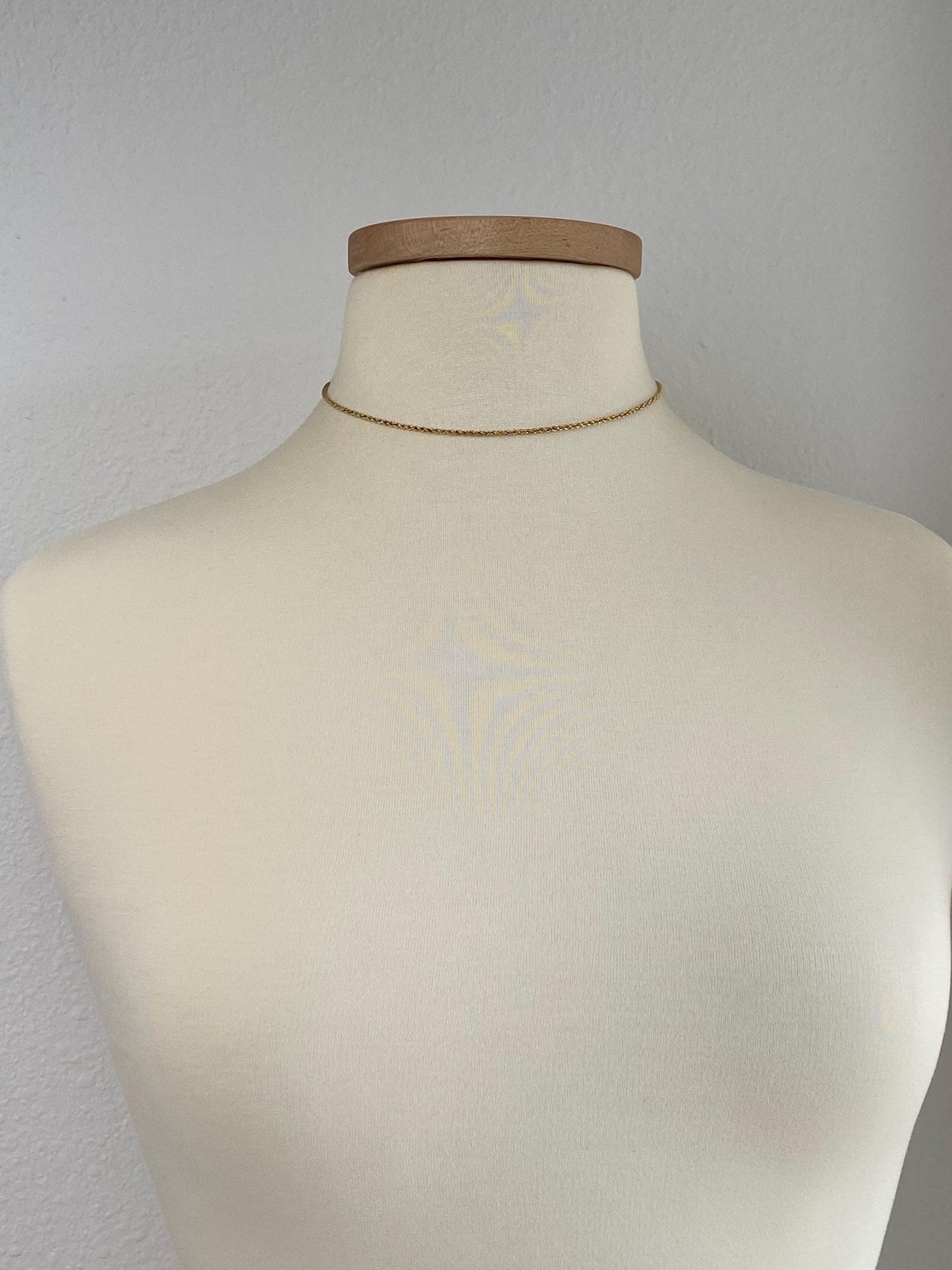 Vintage Solid 14k Yellow Gold Rope Chain Necklace - 15.25 inches