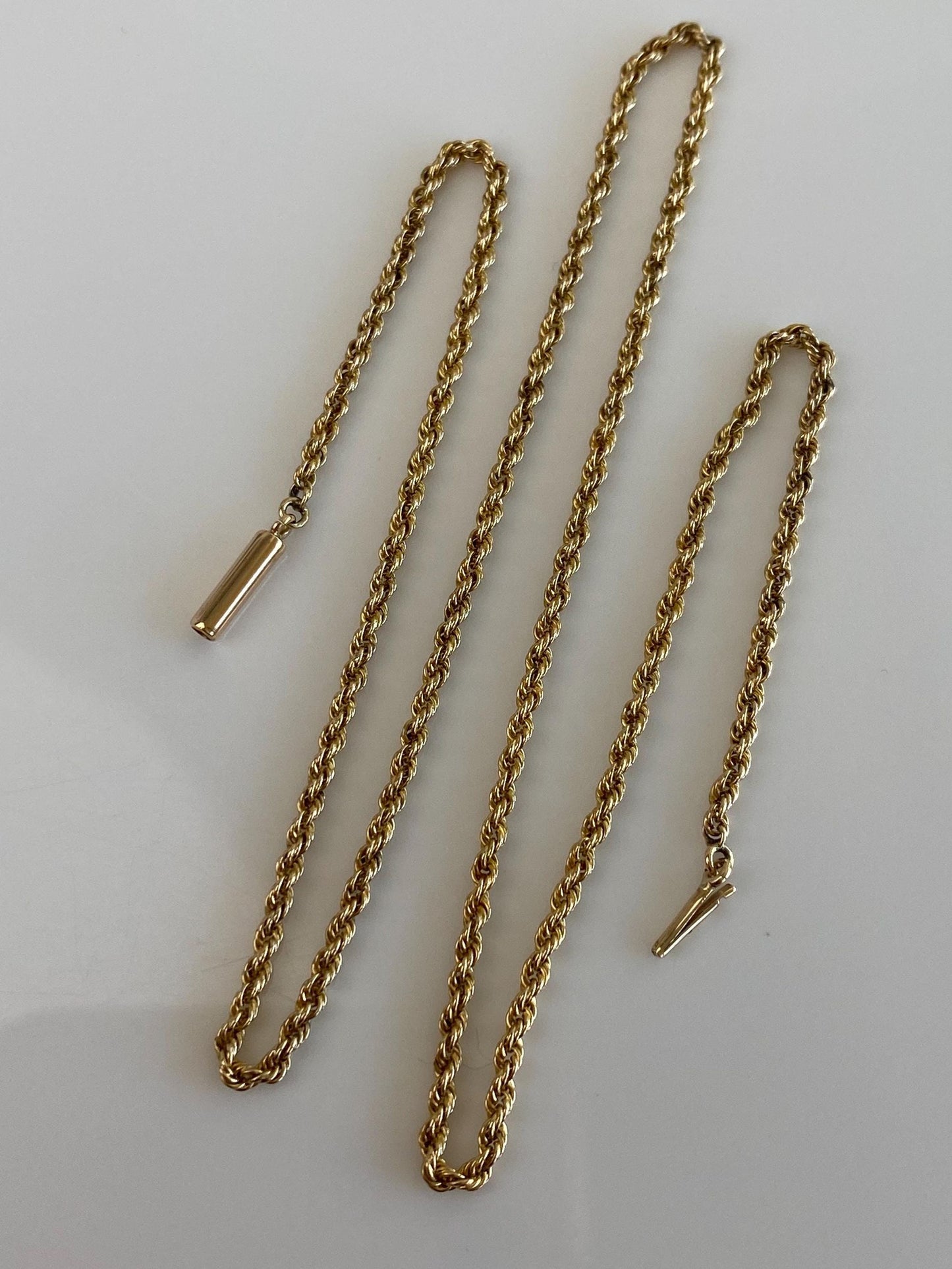 Vintage Solid 14k Yellow Gold Rope Chain Necklace - 15.25 inches