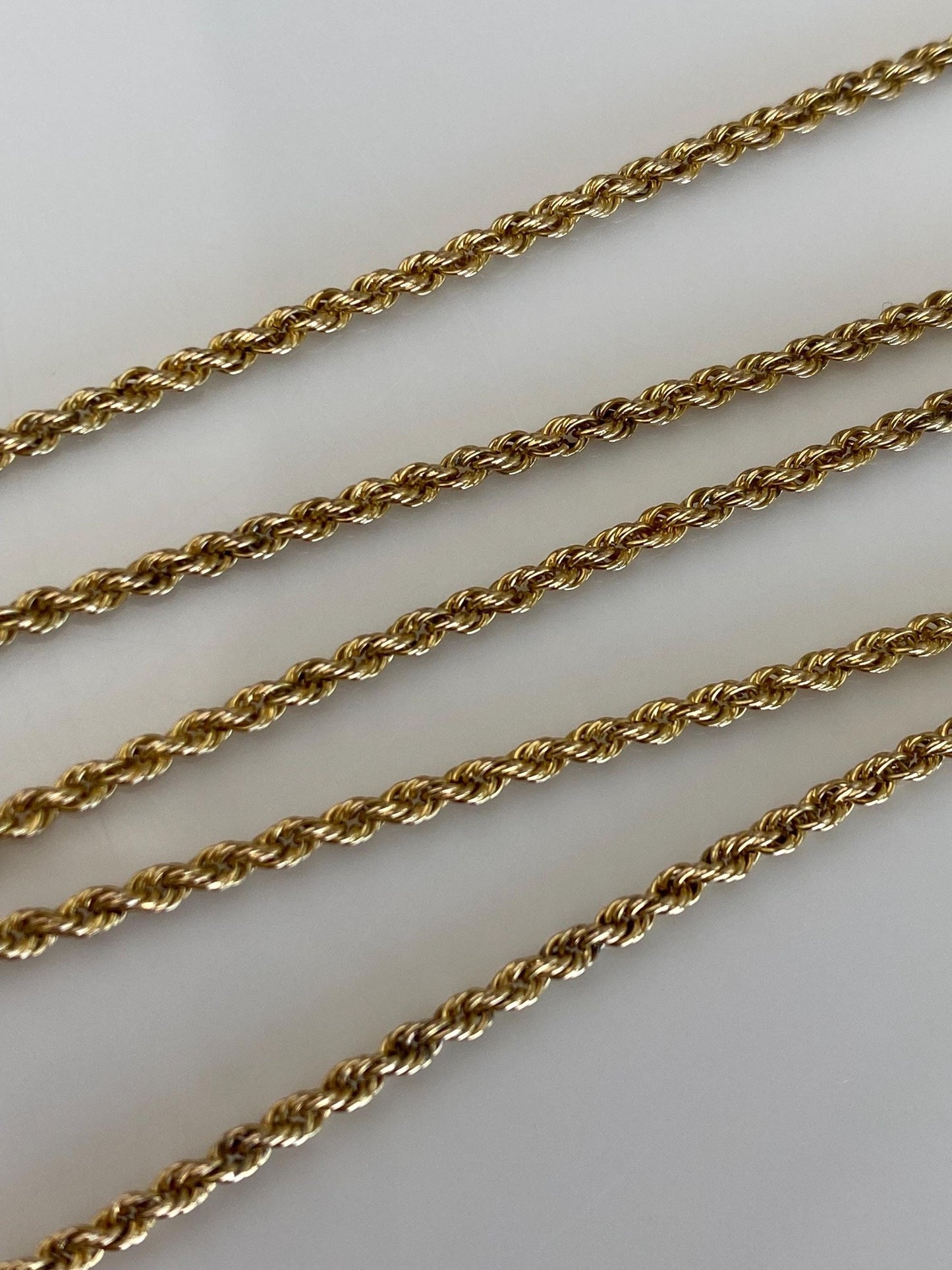 Vintage Solid 14k Yellow Gold Rope Chain Necklace - 15.25 inches