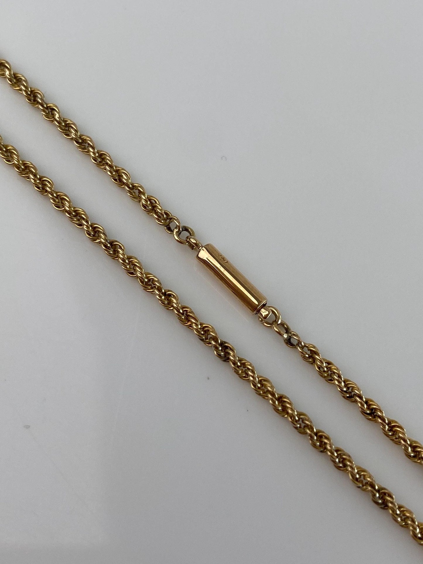 Vintage Solid 14k Yellow Gold Rope Chain Necklace - 15.25 inches