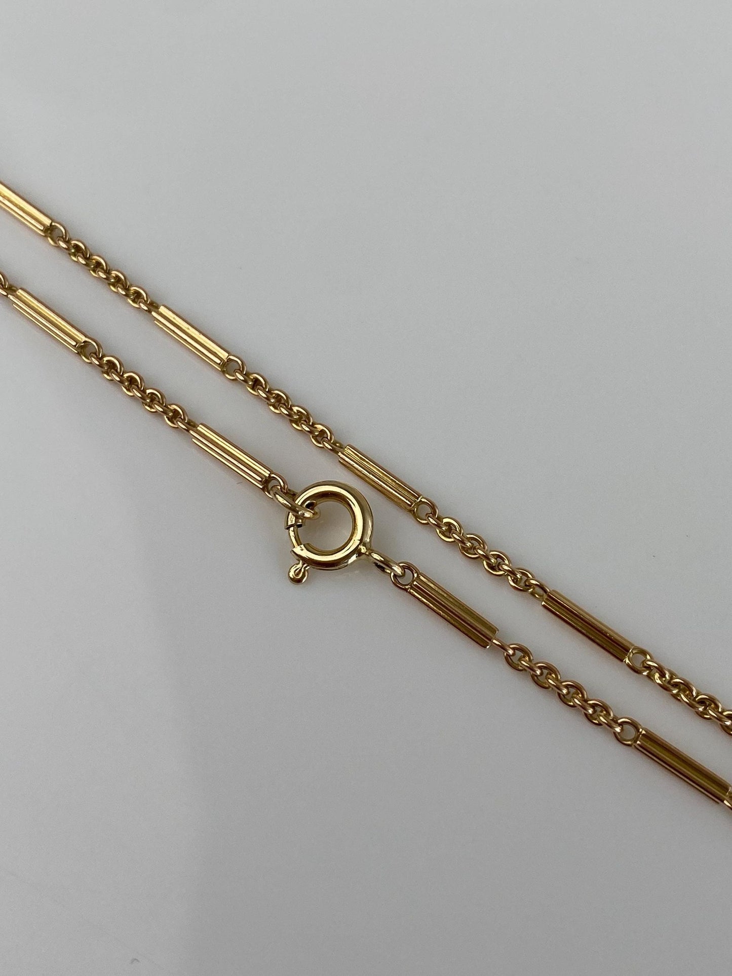 Vintage Solid 14k Yellow Gold Fancy Bar Link Rolo Chain Bracelet - 6.75 inches