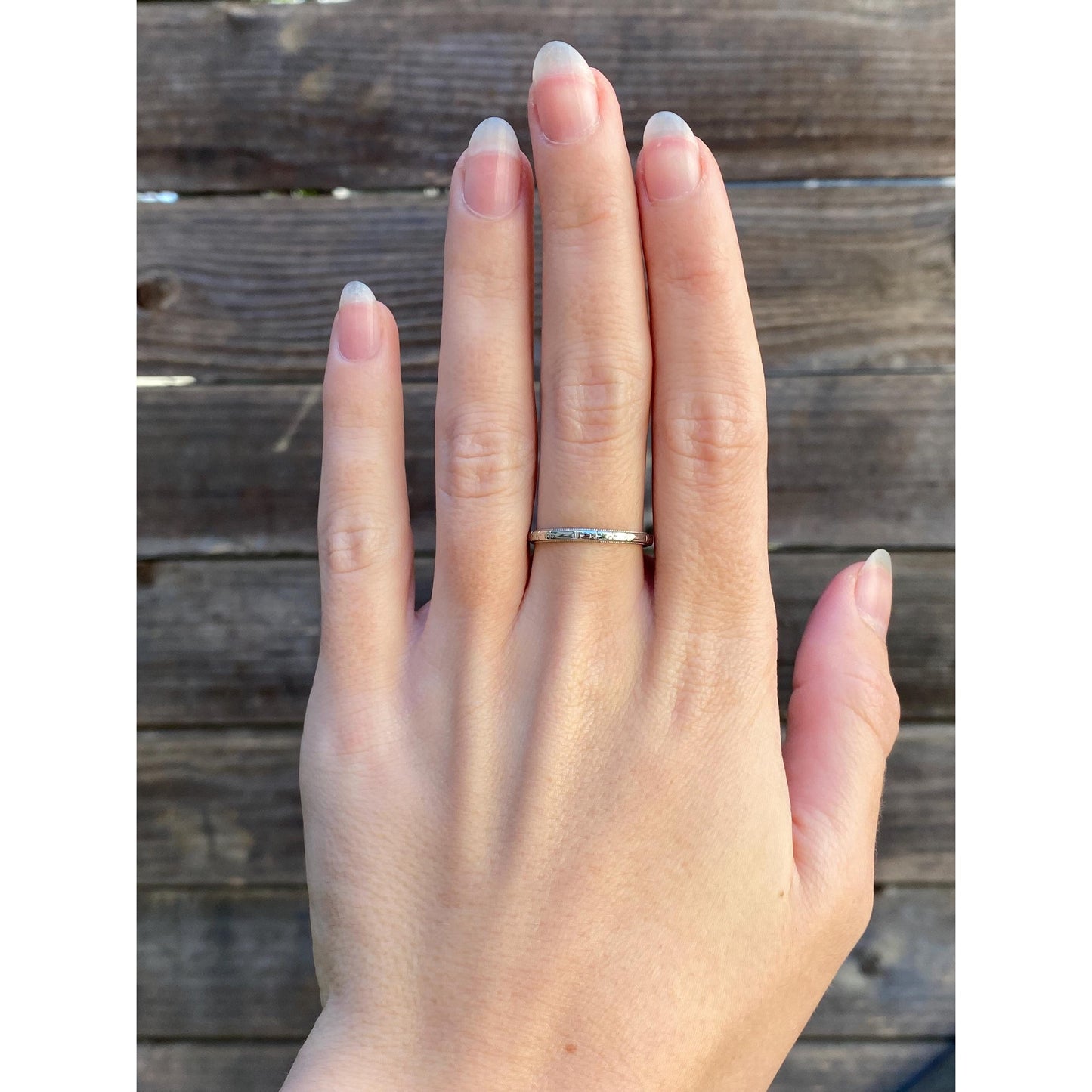 Vintage Solid 18k White Gold Designed Miligrain Ring Band - Size 7.5