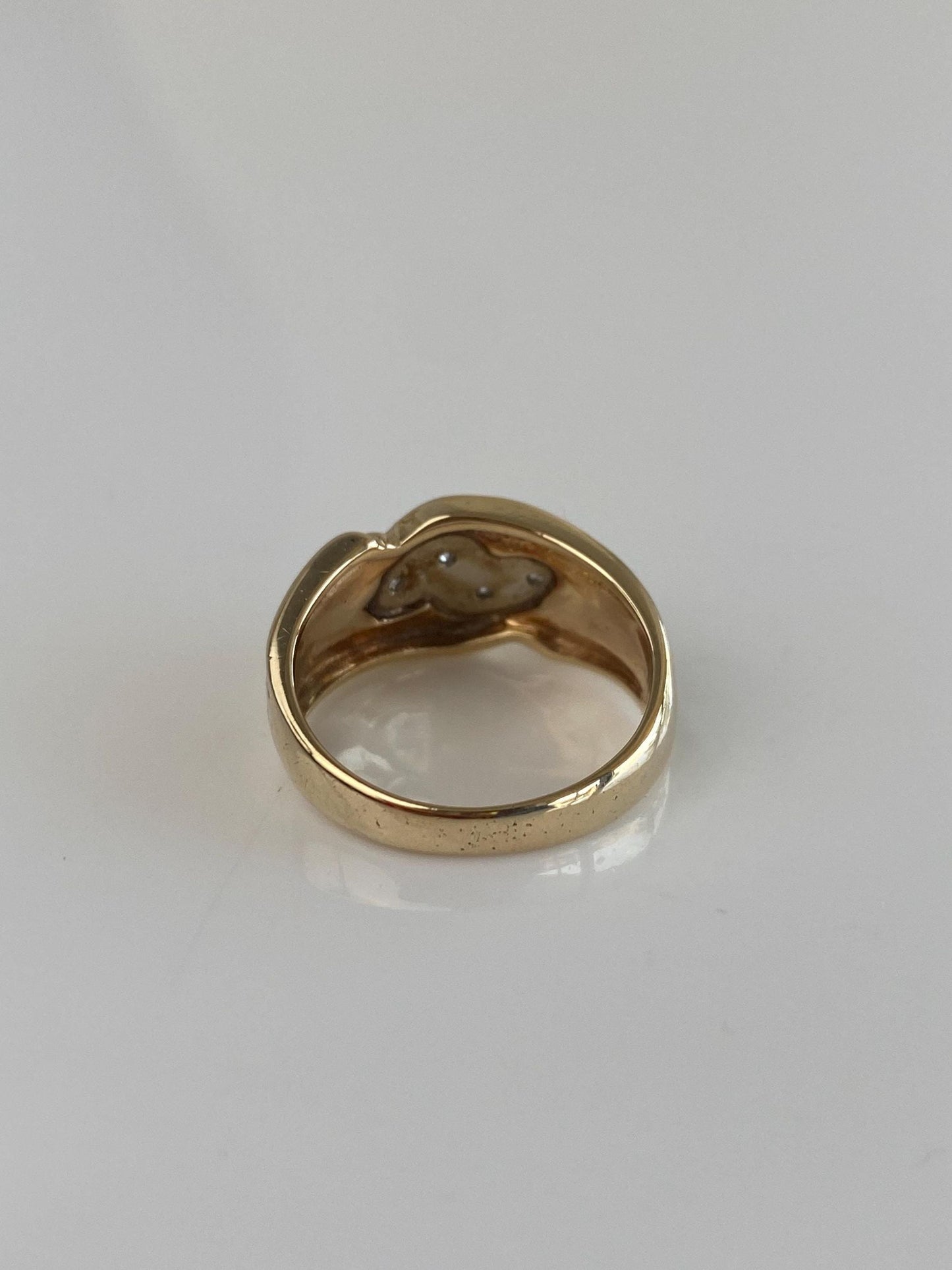 Vintage Solid 14k White & Yellow Gold Diamond Ring Band - Size 6