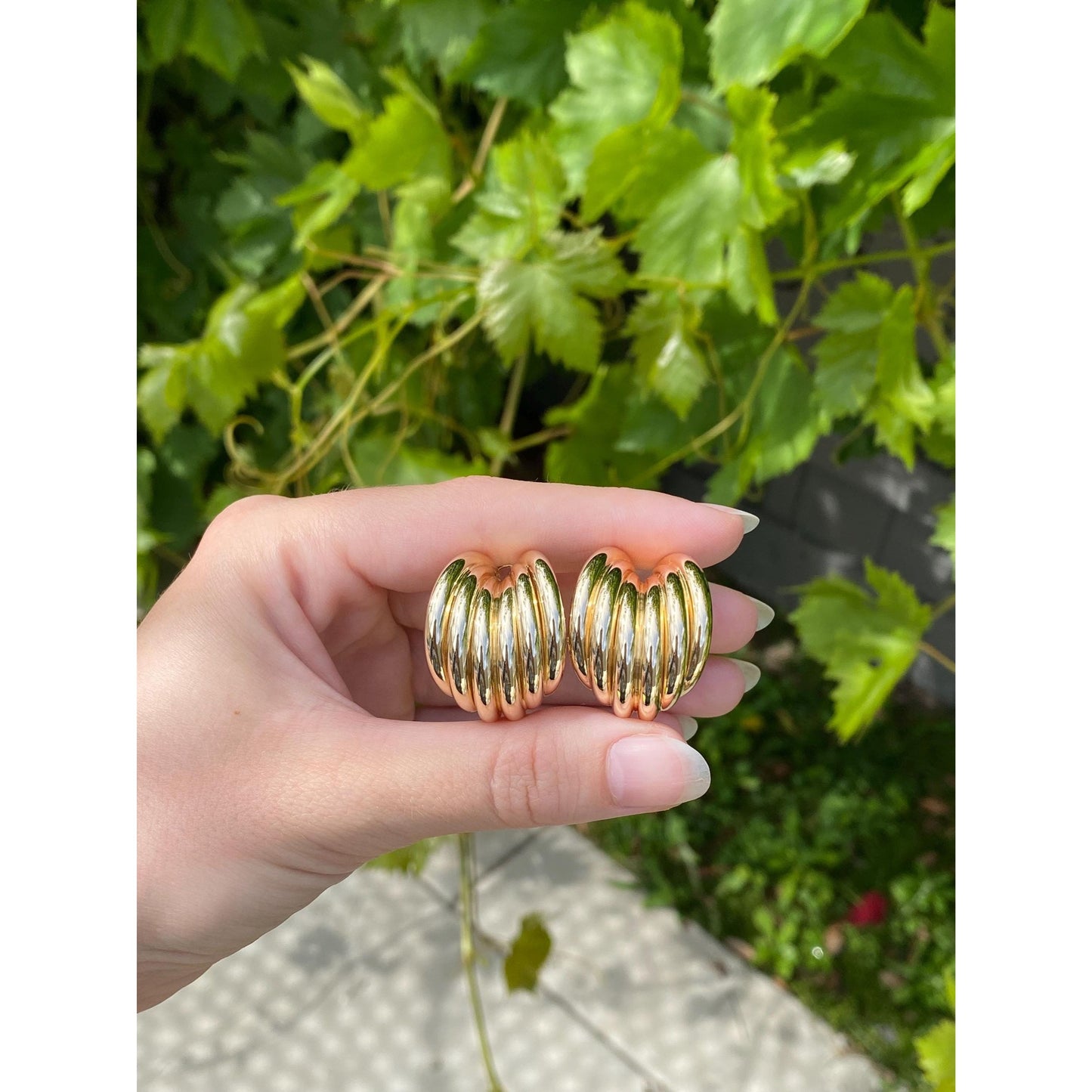 Vintage Solid 14k Yellow Gold Large Layered Drop Earrings