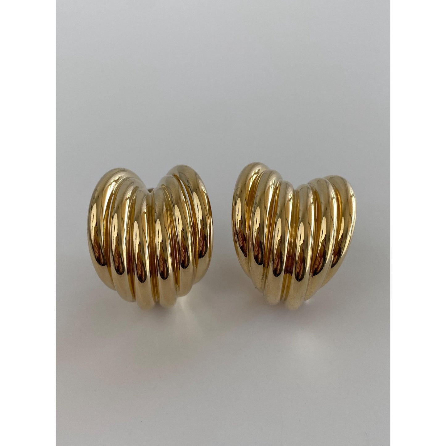 Vintage Solid 14k Yellow Gold Large Layered Drop Earrings