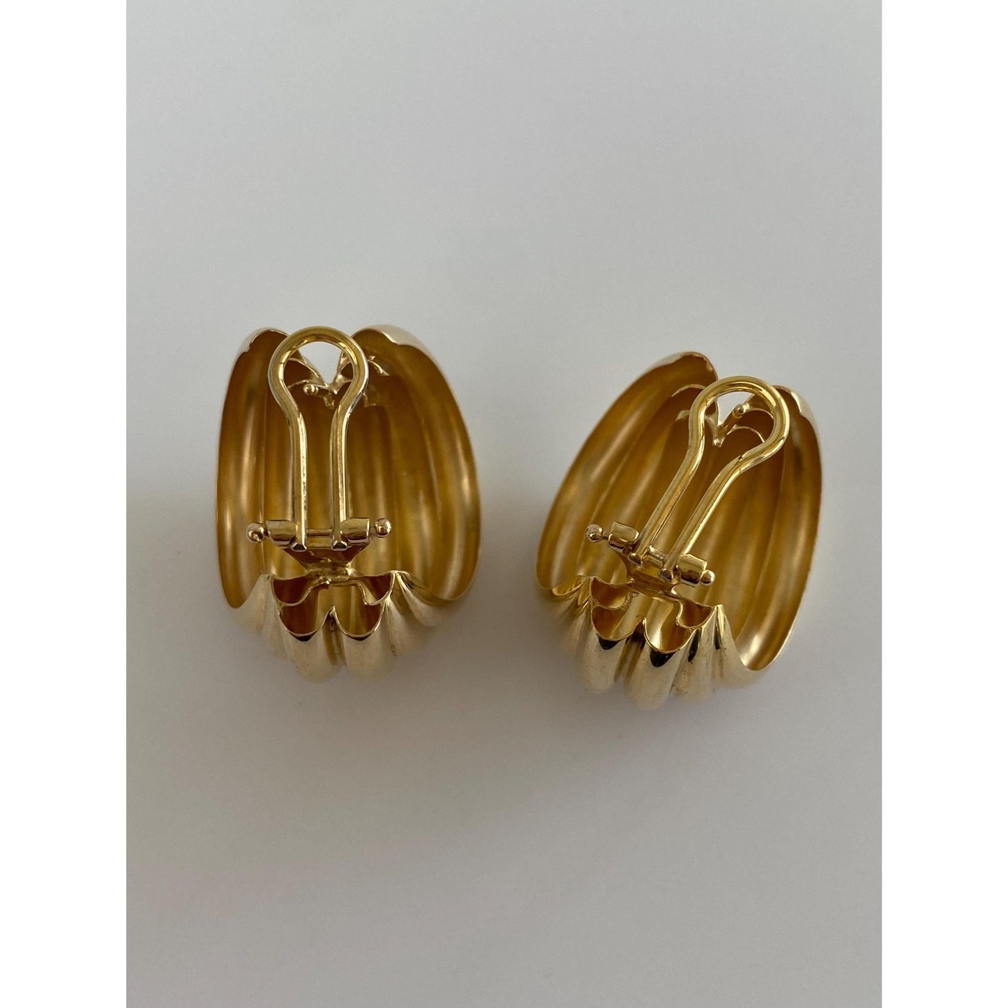 Vintage Solid 14k Yellow Gold Large Layered Drop Earrings