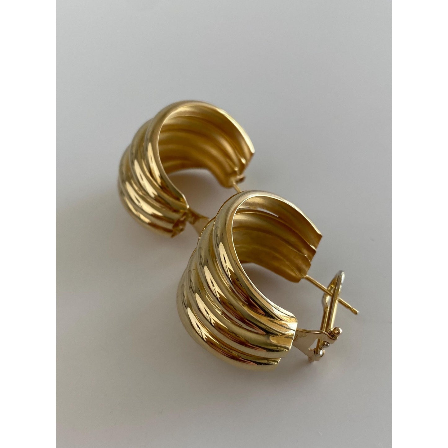 Vintage Solid 14k Yellow Gold Large Layered Drop Earrings