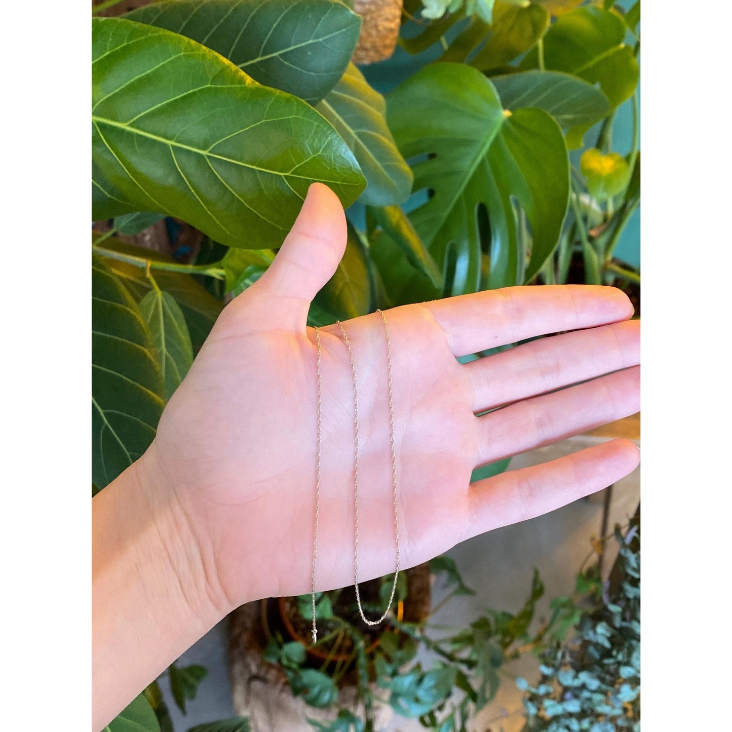 Vintage Solid 14k White Gold Dainty Chain Necklace - 18.25 inches