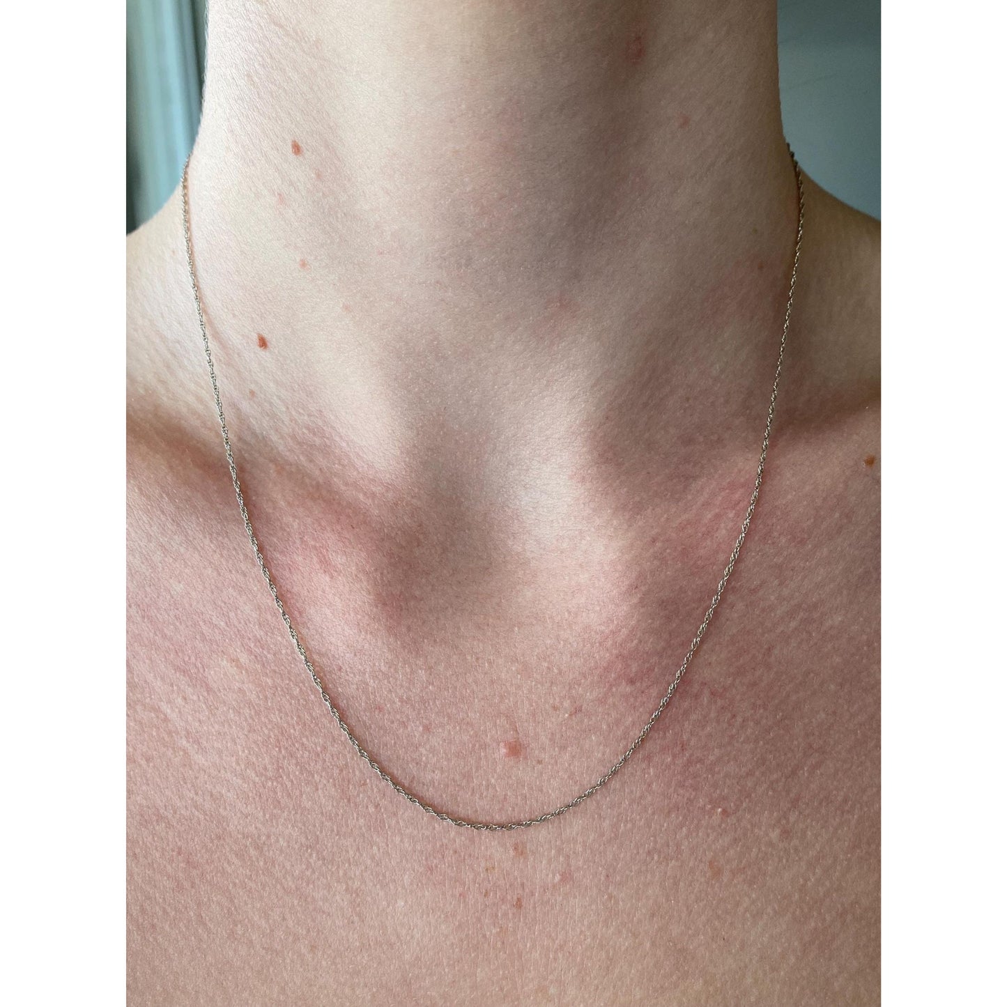 Vintage Solid 14k White Gold Dainty Chain Necklace - 18.25 inches