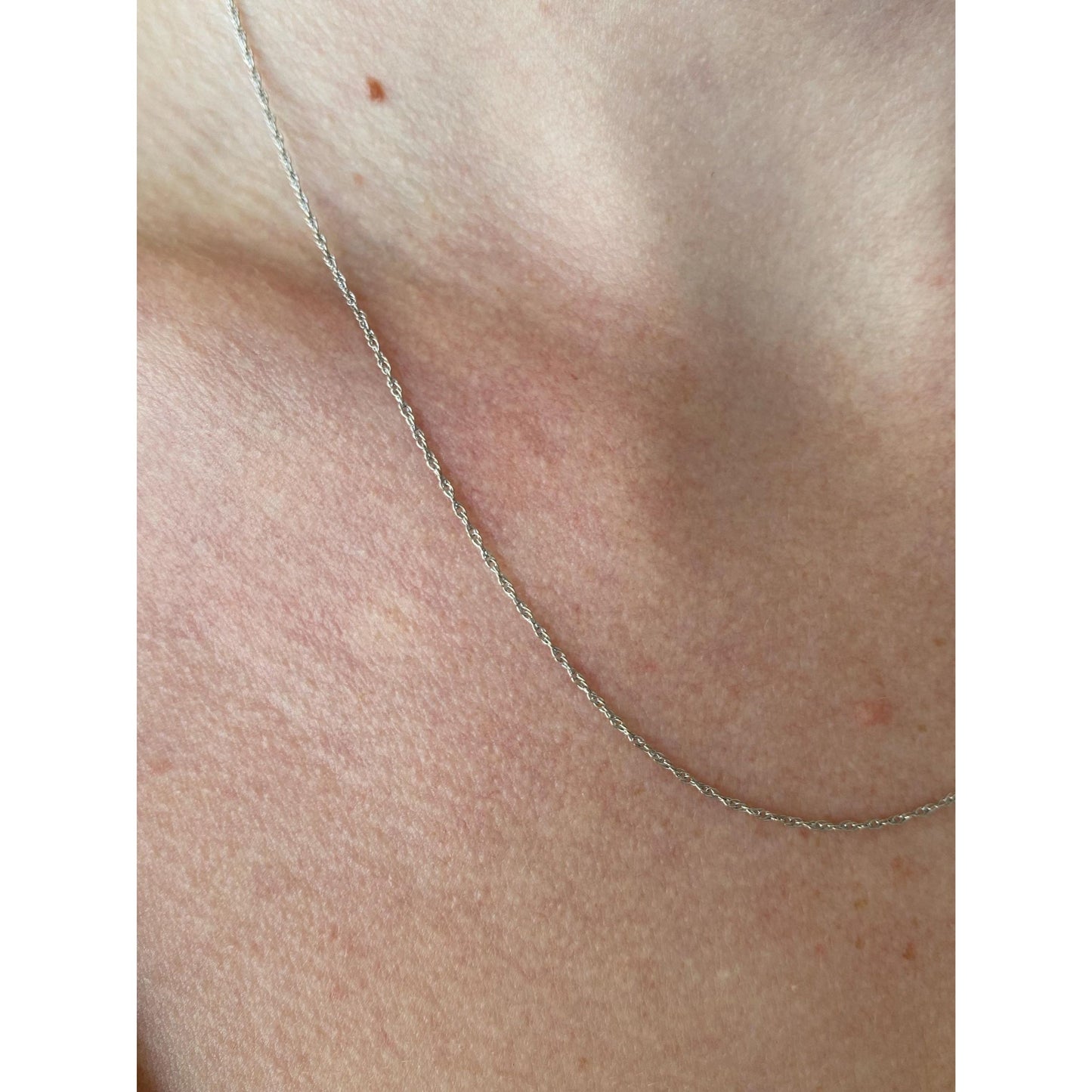 Vintage Solid 14k White Gold Dainty Chain Necklace - 18.25 inches