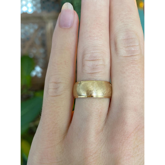Vintage Solid 14k Yellow Gold Crosshatch Ring Band - Size 6.25