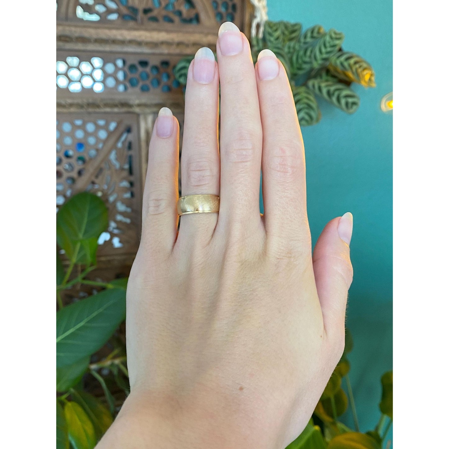 Vintage Solid 14k Yellow Gold Crosshatch Ring Band - Size 6.25