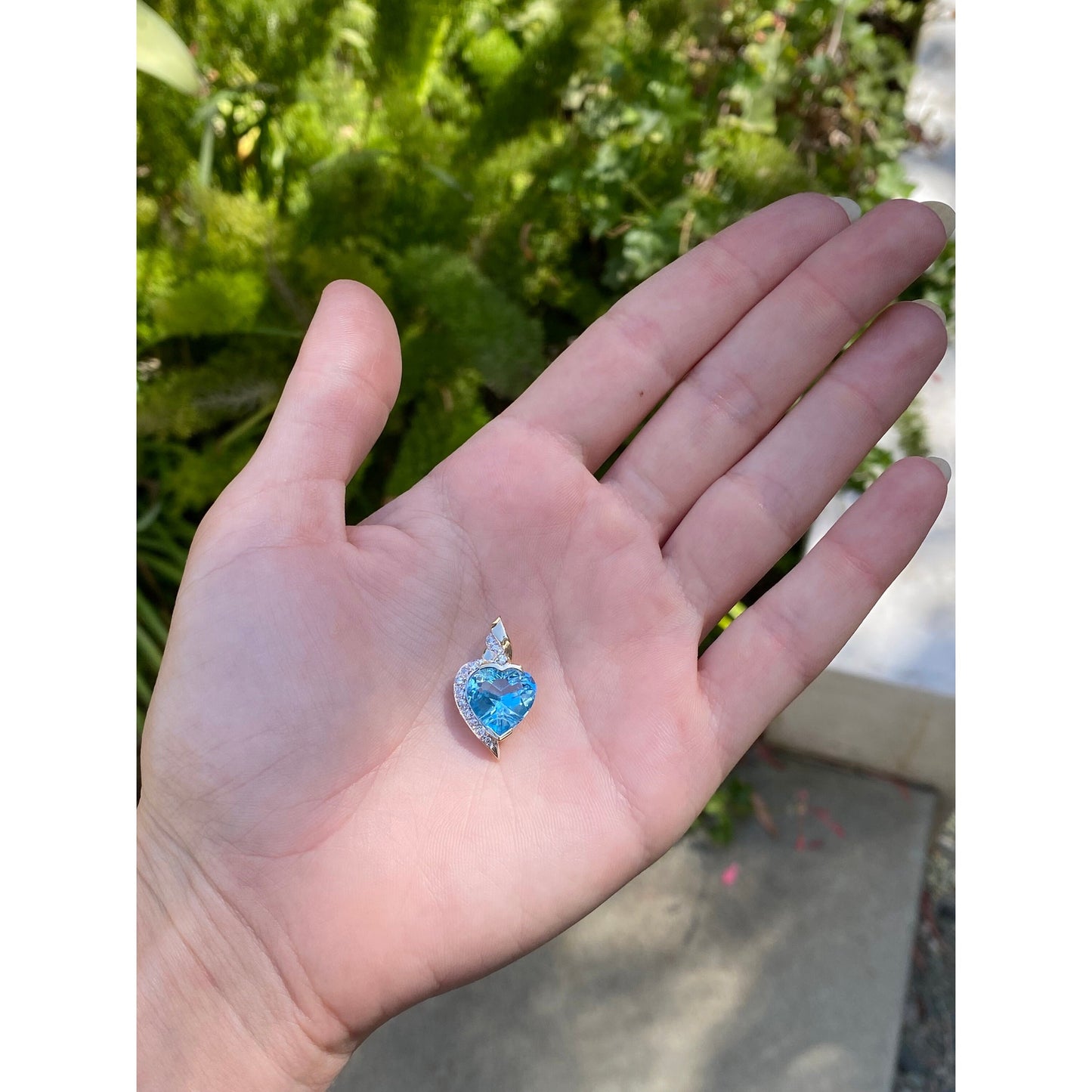 Vintage Solid 14k Yellow Gold Diamond & Topaz Heart Charm