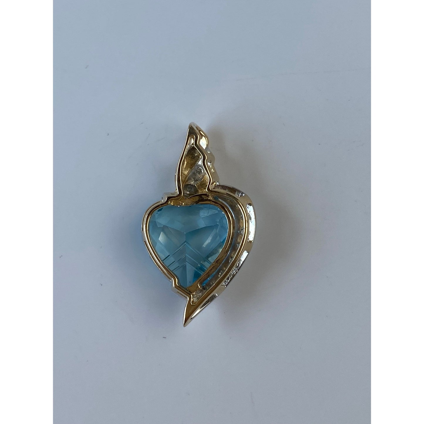 Vintage Solid 14k Yellow Gold Diamond & Topaz Heart Charm