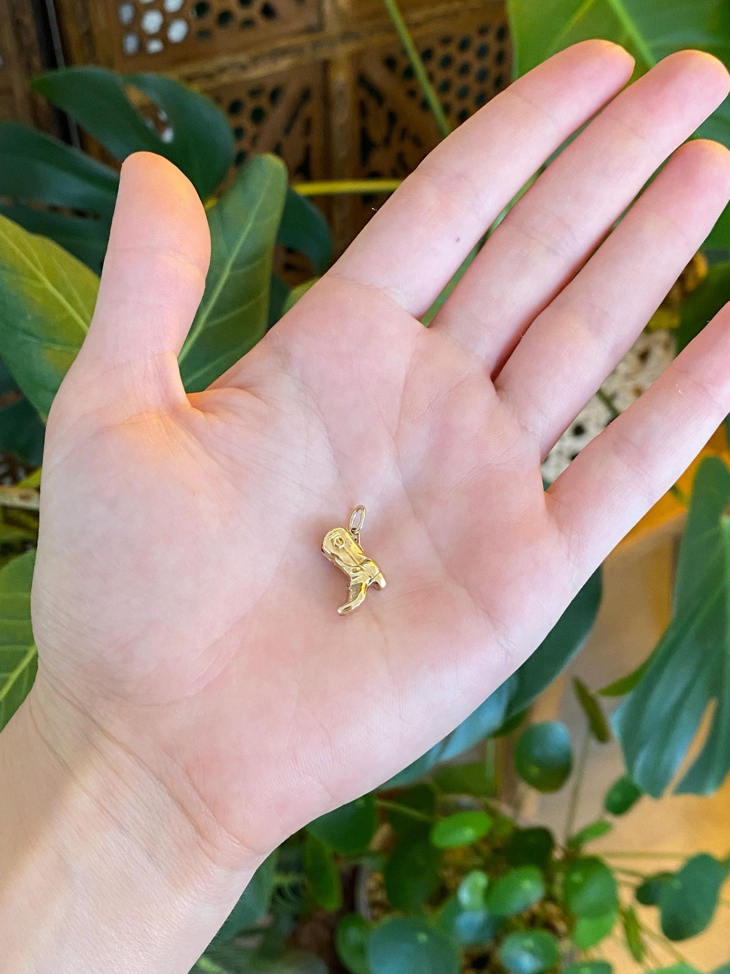 Vintage Solid 12k Yellow Cowboy Boot Charm
