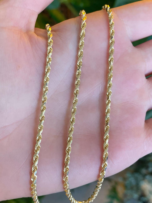 Vintage Solid 14k Yellow Gold Rope Chain Necklace - 24 inches