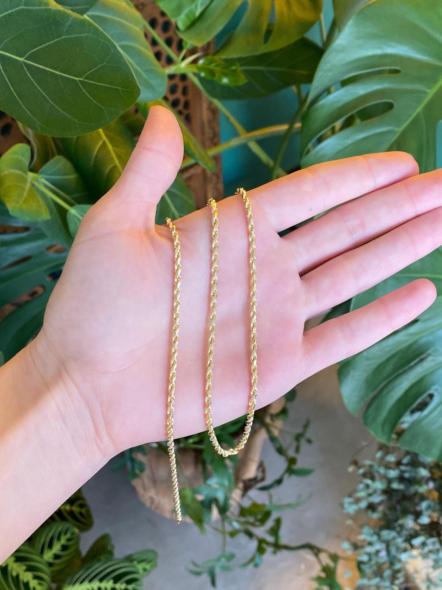 Vintage Solid 14k Yellow Gold Rope Chain Necklace - 24 inches