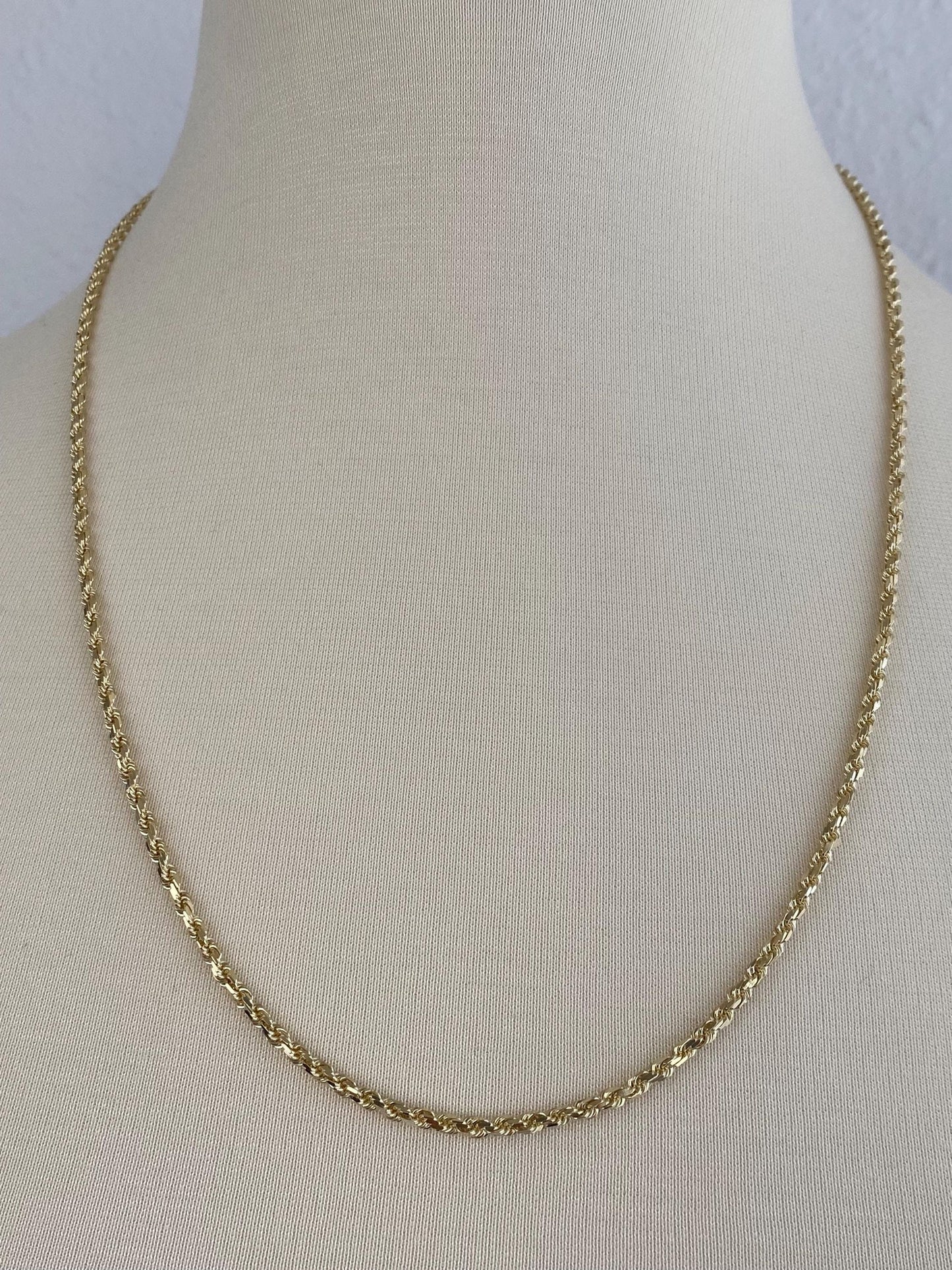 Vintage Solid 14k Yellow Gold Rope Chain Necklace - 24 inches