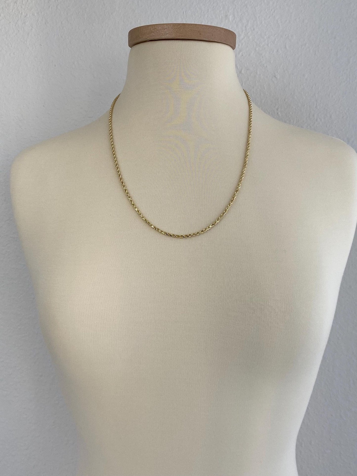 Vintage Solid 14k Yellow Gold Rope Chain Necklace - 24 inches