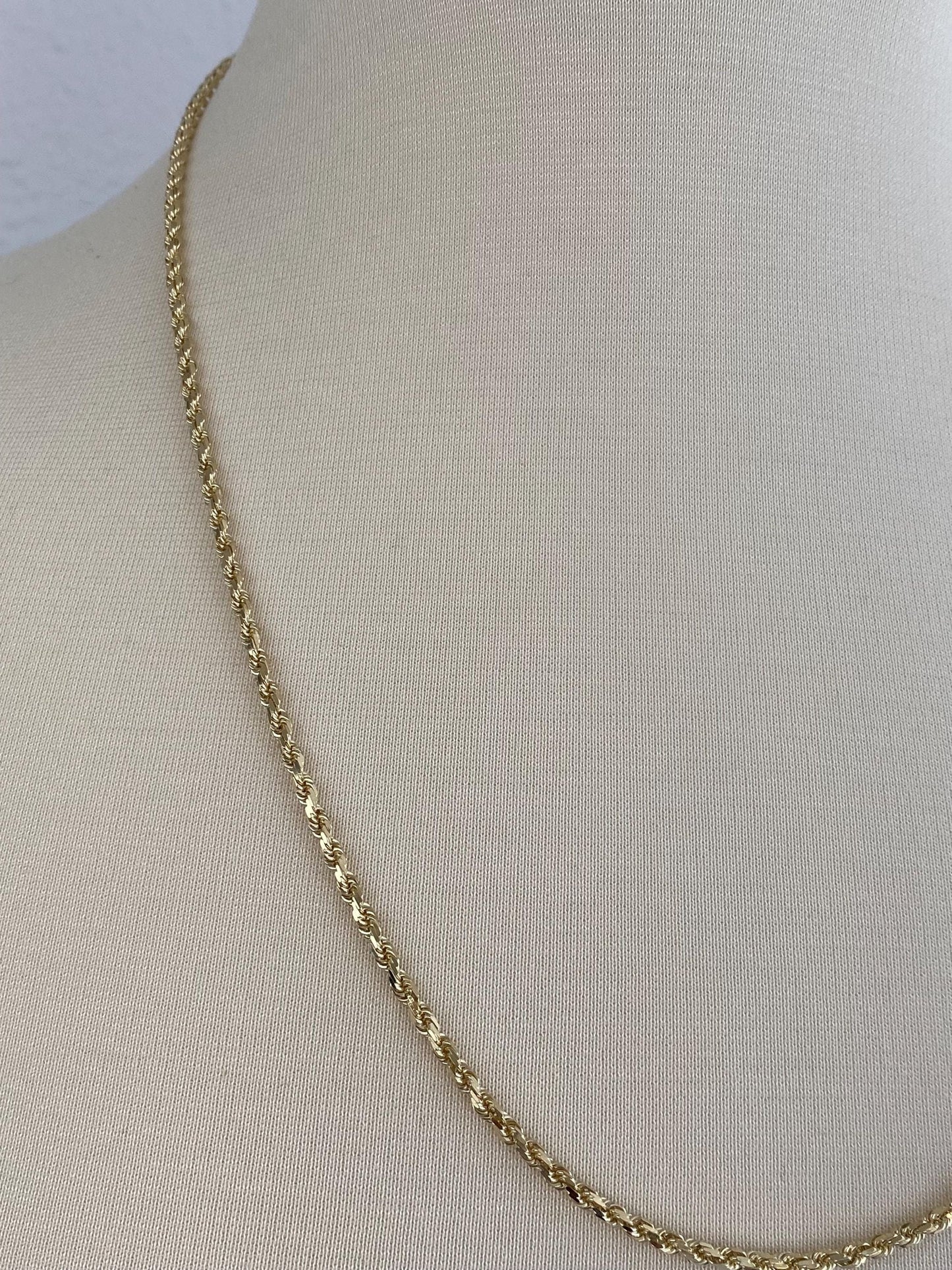 Vintage Solid 14k Yellow Gold Rope Chain Necklace - 24 inches