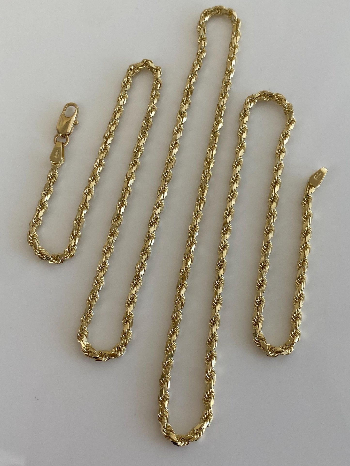 Vintage Solid 14k Yellow Gold Rope Chain Necklace - 24 inches