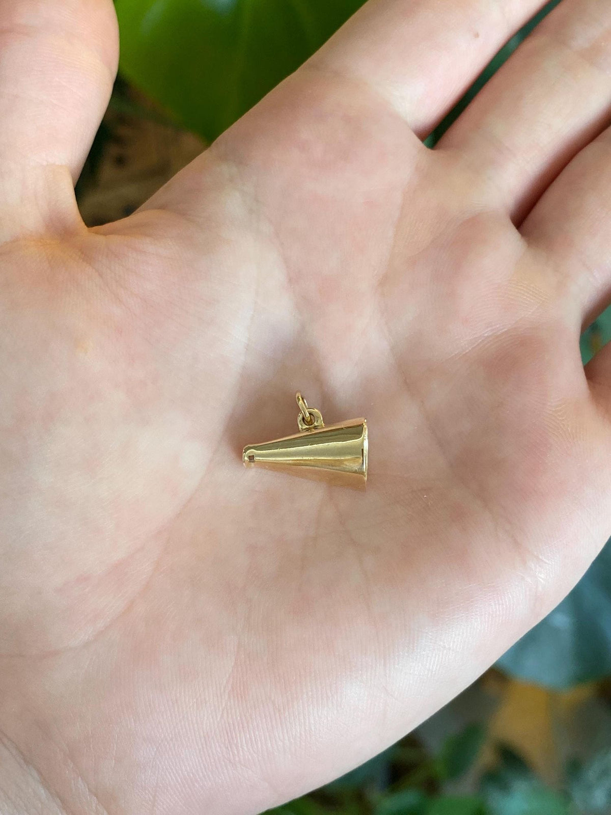 Vintage Solid 14k Yellow Gold Cheer Megaphone Charm