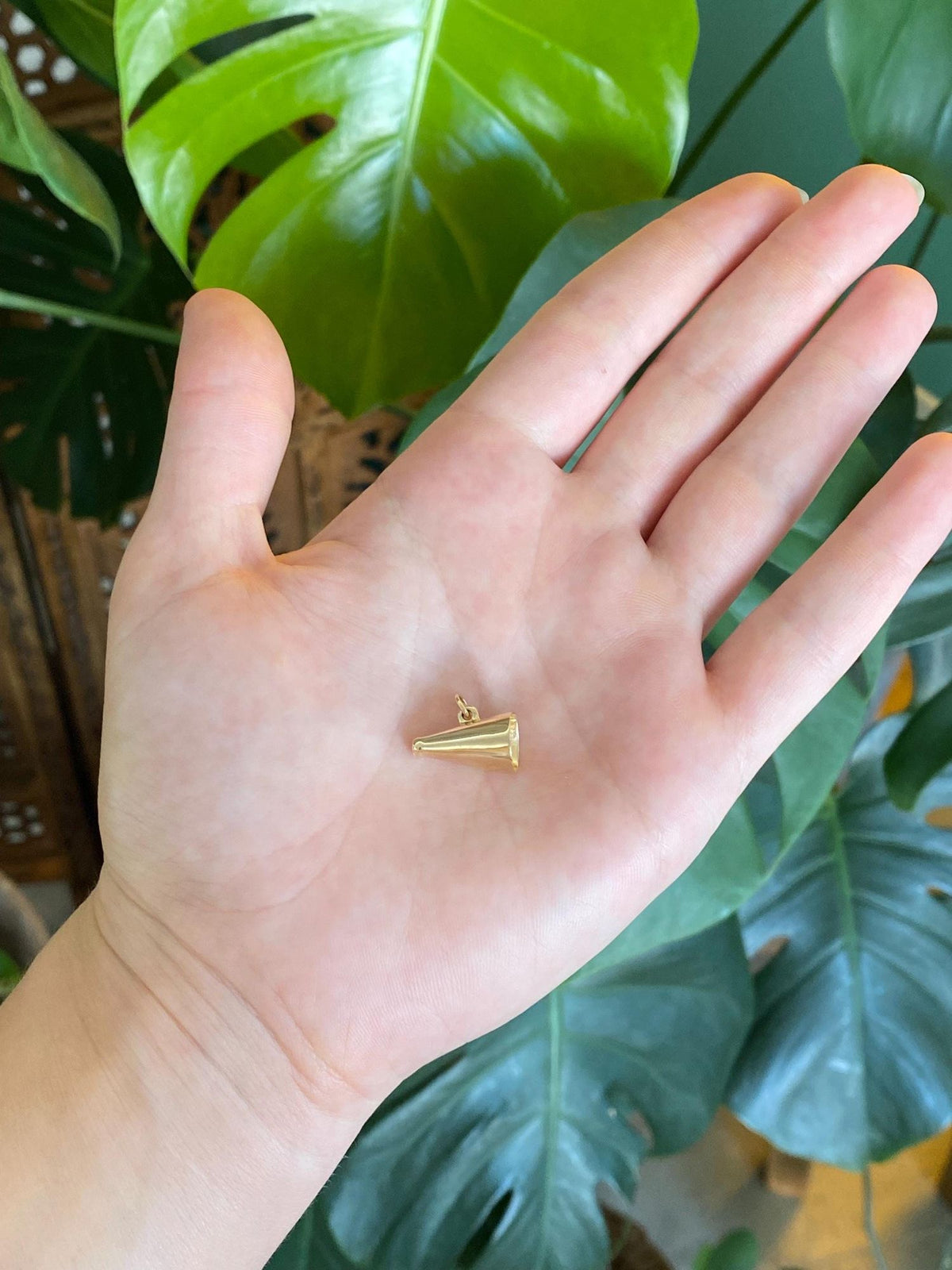 Vintage Solid 14k Yellow Gold Cheer Megaphone Charm