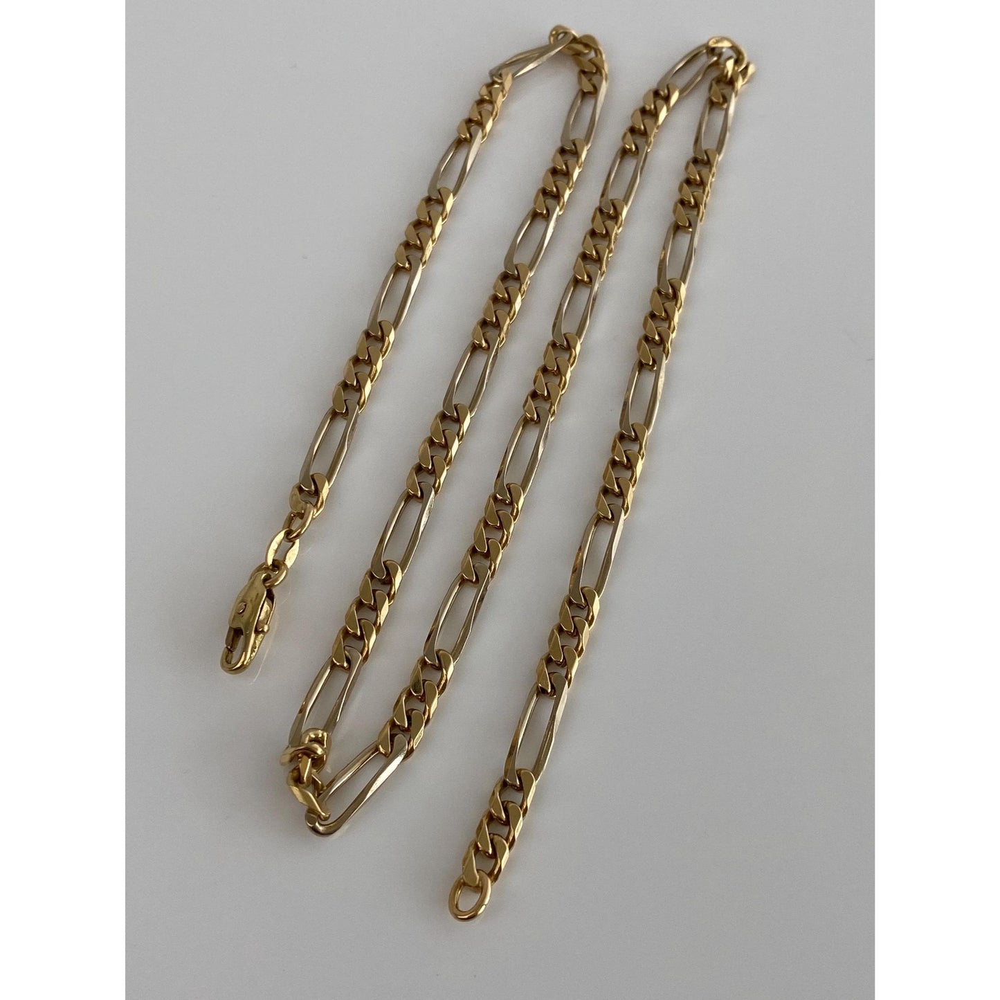 Vintage Solid 18k Yellow Gold Figaro Chain Necklace - 18 inches