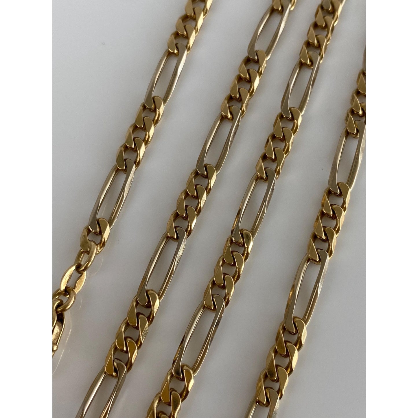 Vintage Solid 18k Yellow Gold Figaro Chain Necklace - 18 inches