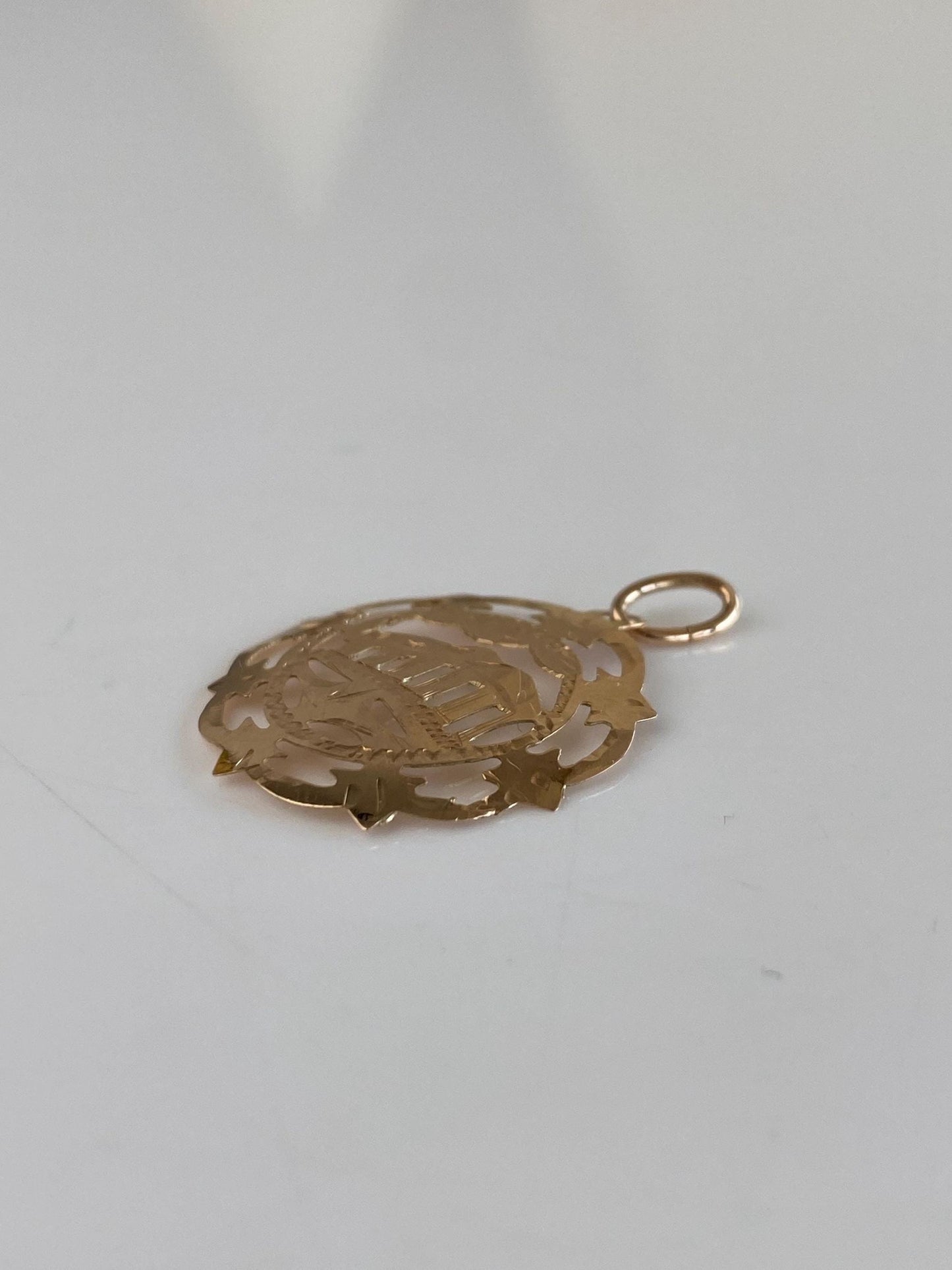 Vintage Solid 12k Rose Gold Building Charm