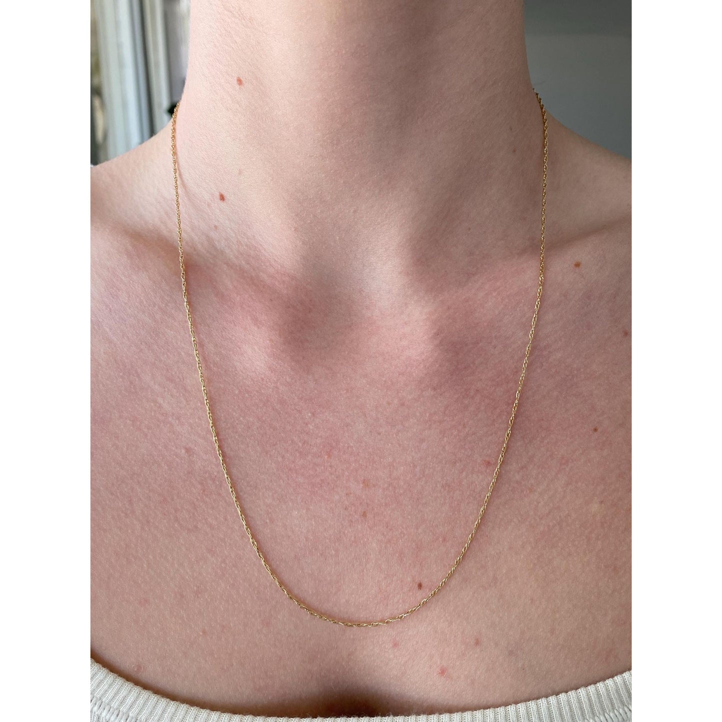 Vintage Solid 14k Yellow Gold Dainty Chain Necklace - 21 inches